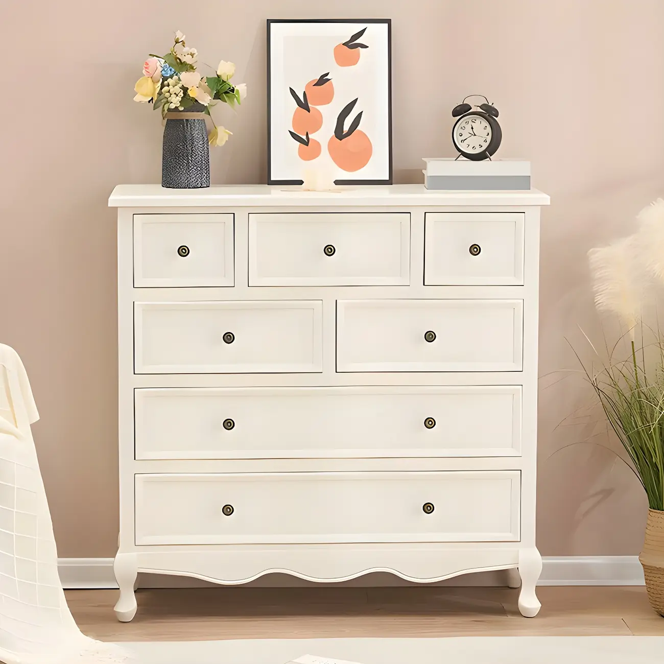 Elegant Classic Lacquered White Brown Wooden Storage Chest Image - 17 | homeyfad