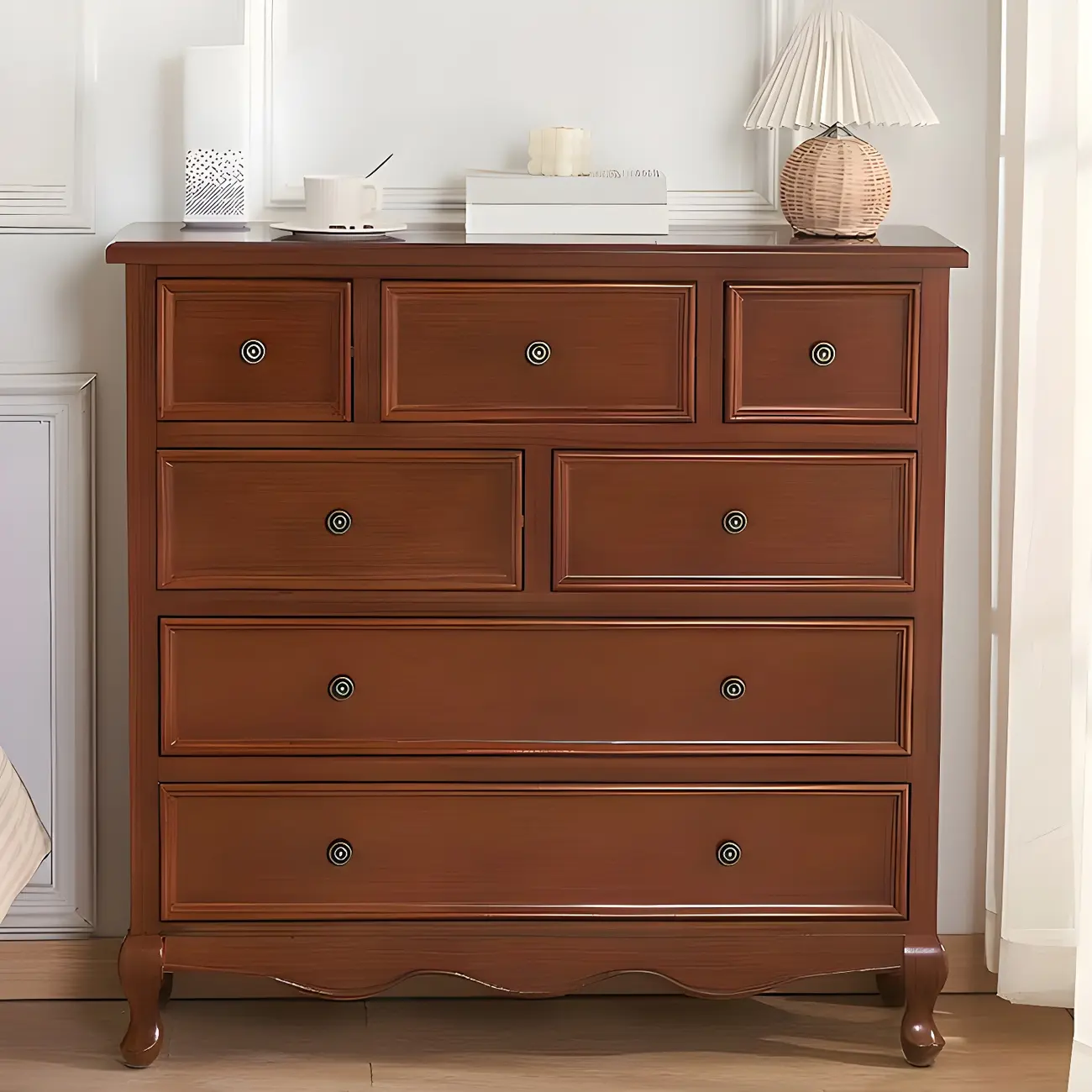 Elegant Classic Lacquered White Brown Wooden Storage Chest Image - 19 | homeyfad