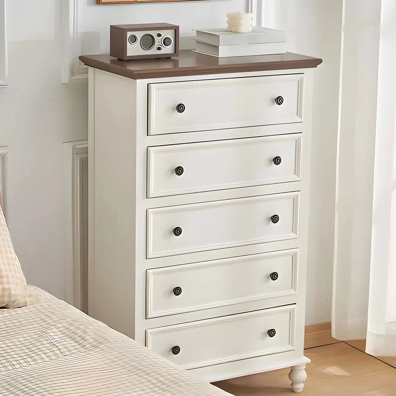 Elegant Classic Lacquered Wooden White Brown Storage Cabinet Image - 23 | homeyfad