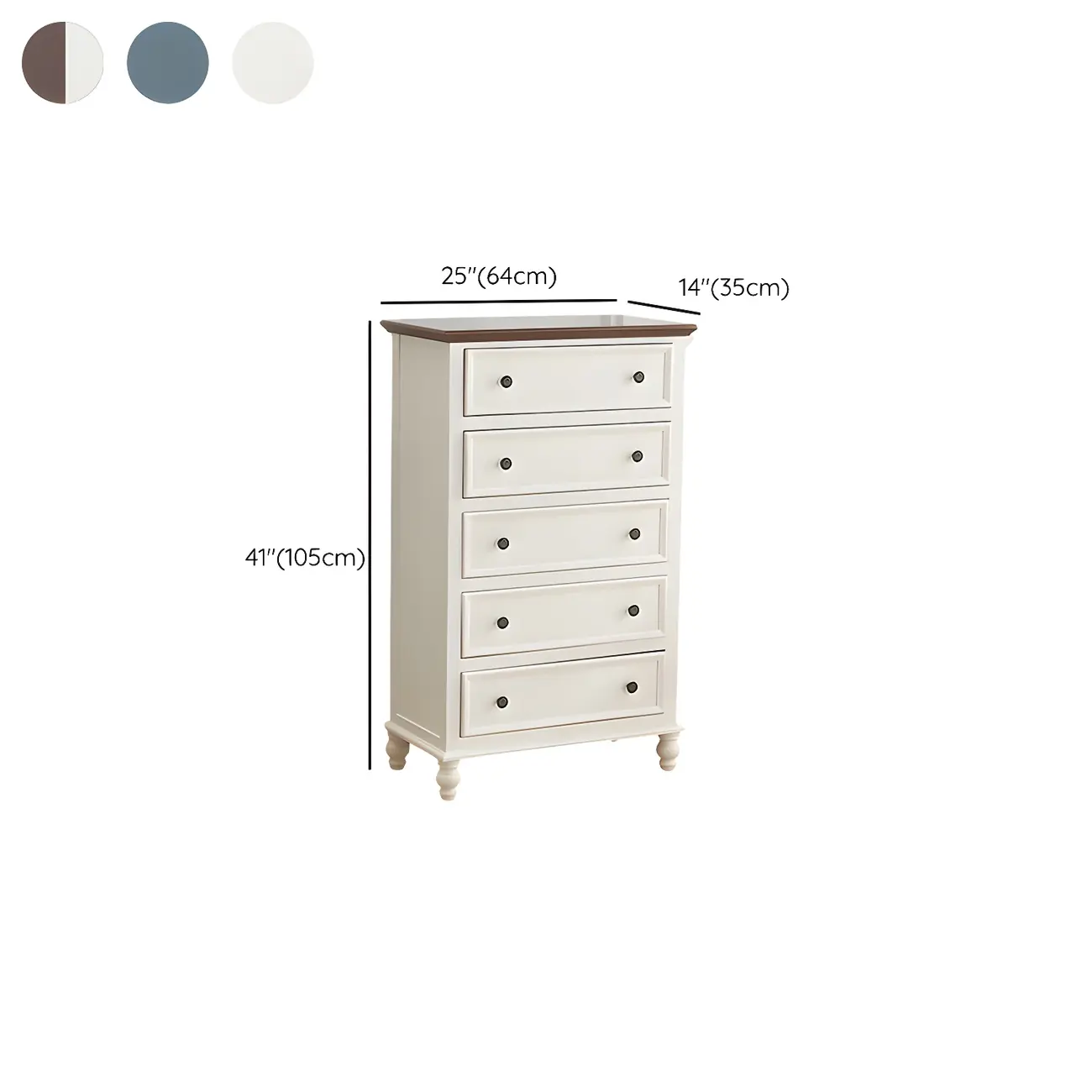 Elegant Classic Lacquered White Brown Wooden Storage Chest #size