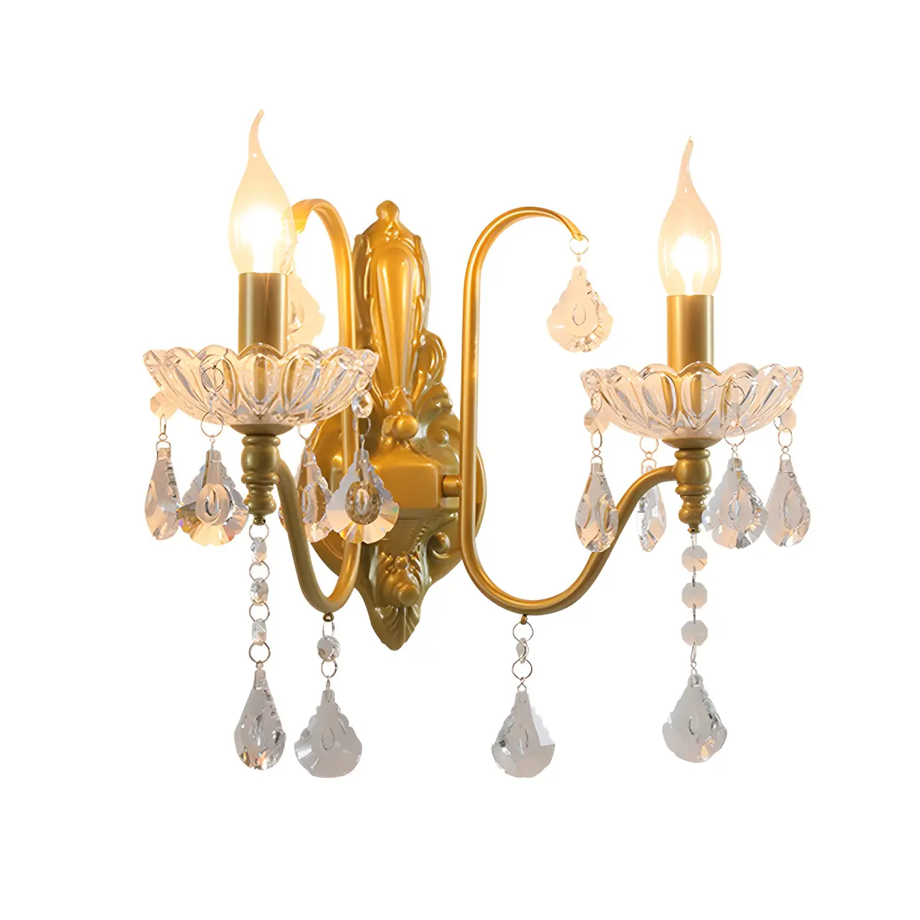 Vintage Crystal Brass Candle Wall Sconce for Bedroom Decor | homeyfad