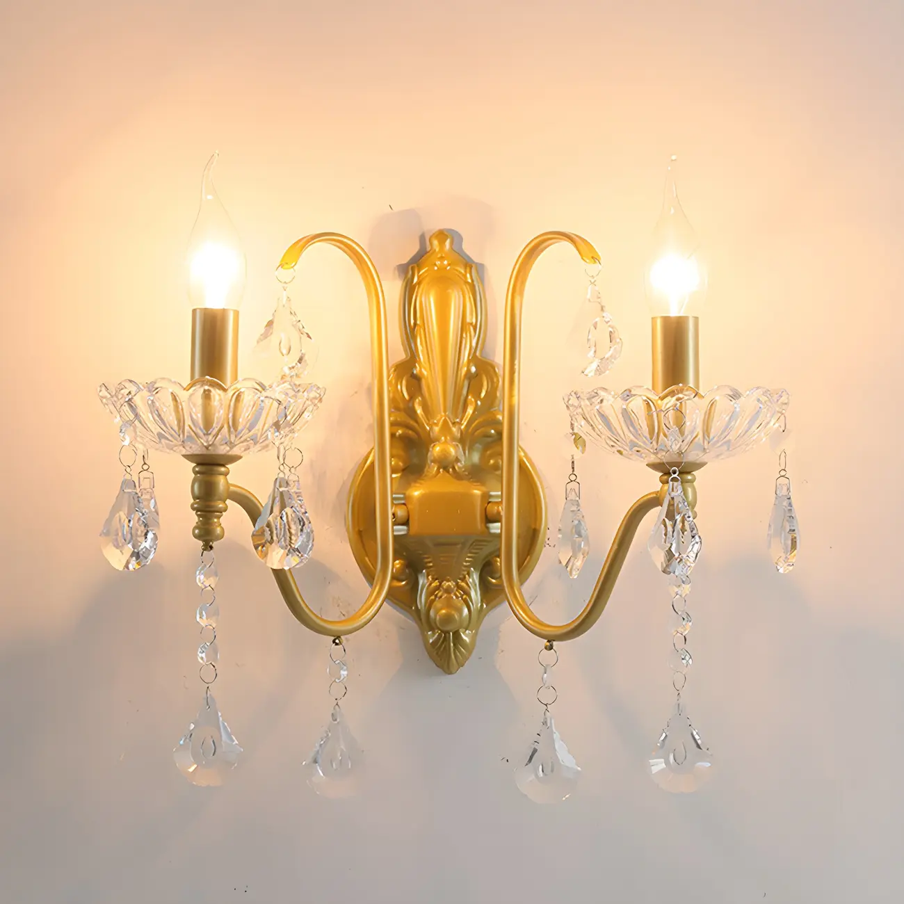 Vintage Crystal Brass Candle Wall Sconce for Bedroom Decor | homeyfad