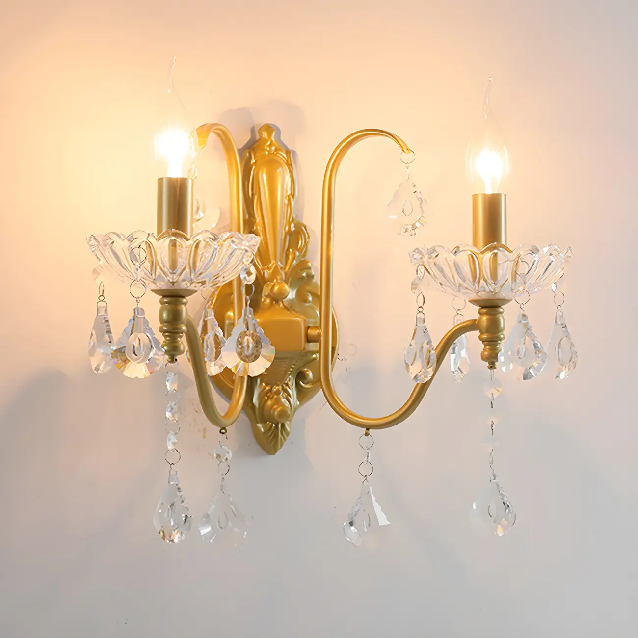 Vintage Crystal Brass Candle Wall Sconce for Bedroom Decor | homeyfad