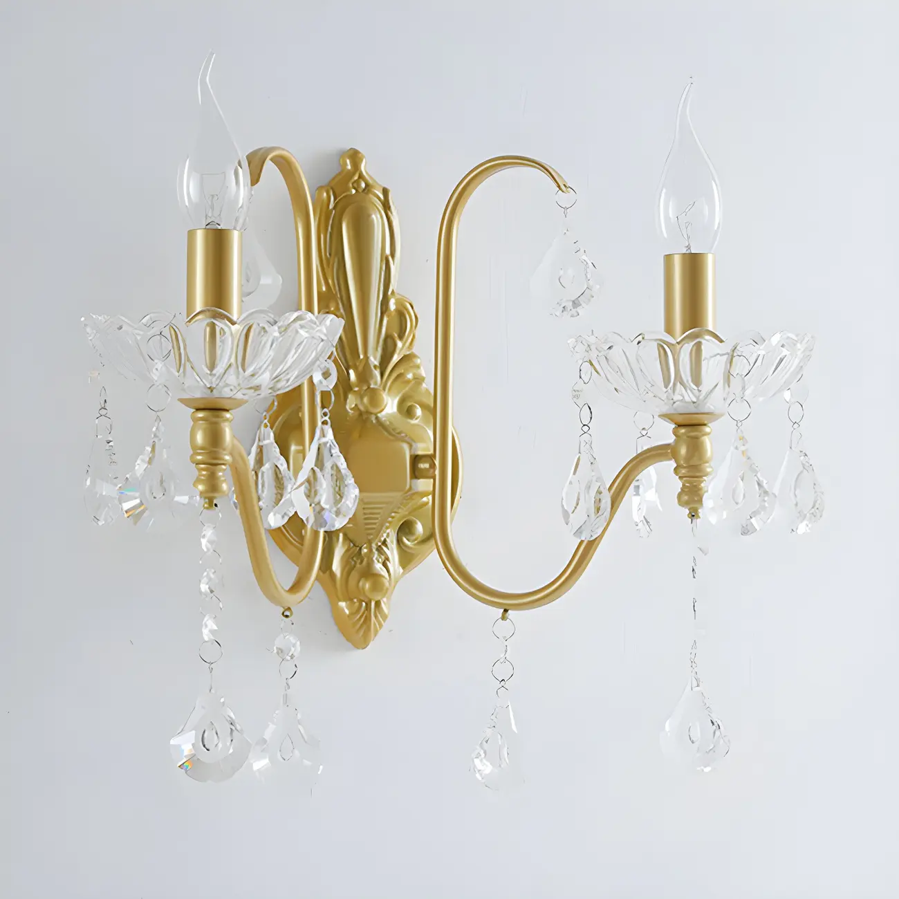Vintage Crystal Brass Candle Wall Sconce for Bedroom Decor | homeyfad