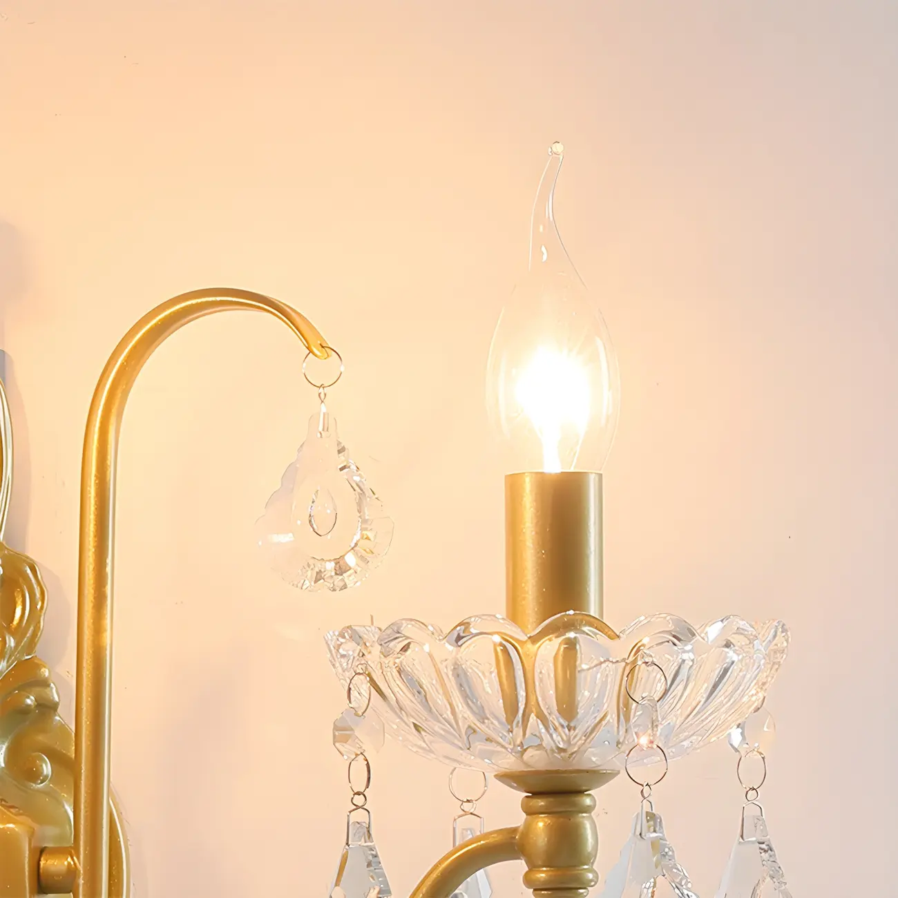 Vintage Crystal Brass Candle Wall Sconce for Bedroom Decor | homeyfad