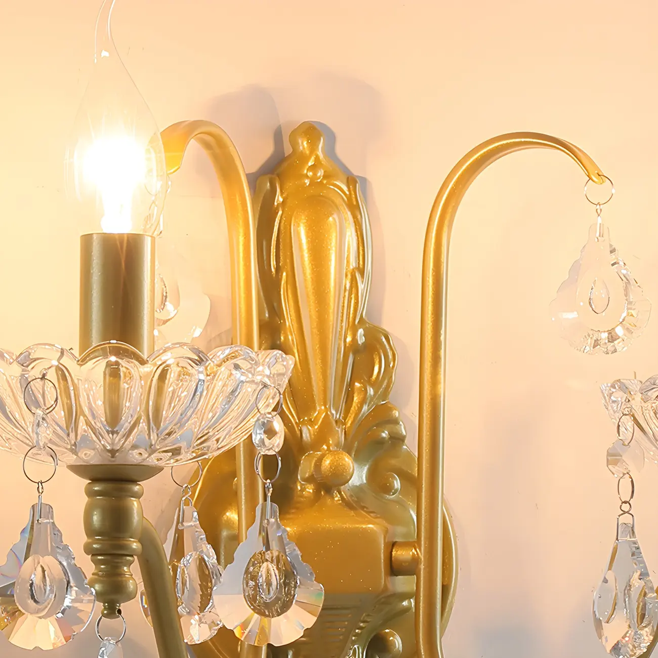 Vintage Crystal Brass Candle Wall Sconce for Bedroom Decor | homeyfad