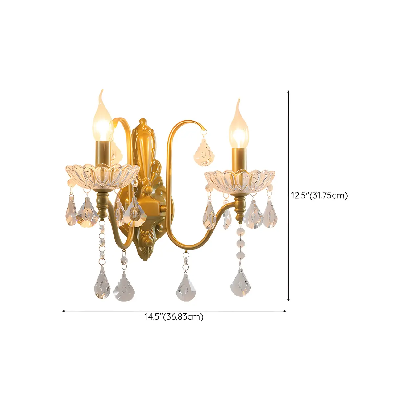 Vintage Crystal Brass Candle Wall Sconce for Bedroom Decor | homeyfad