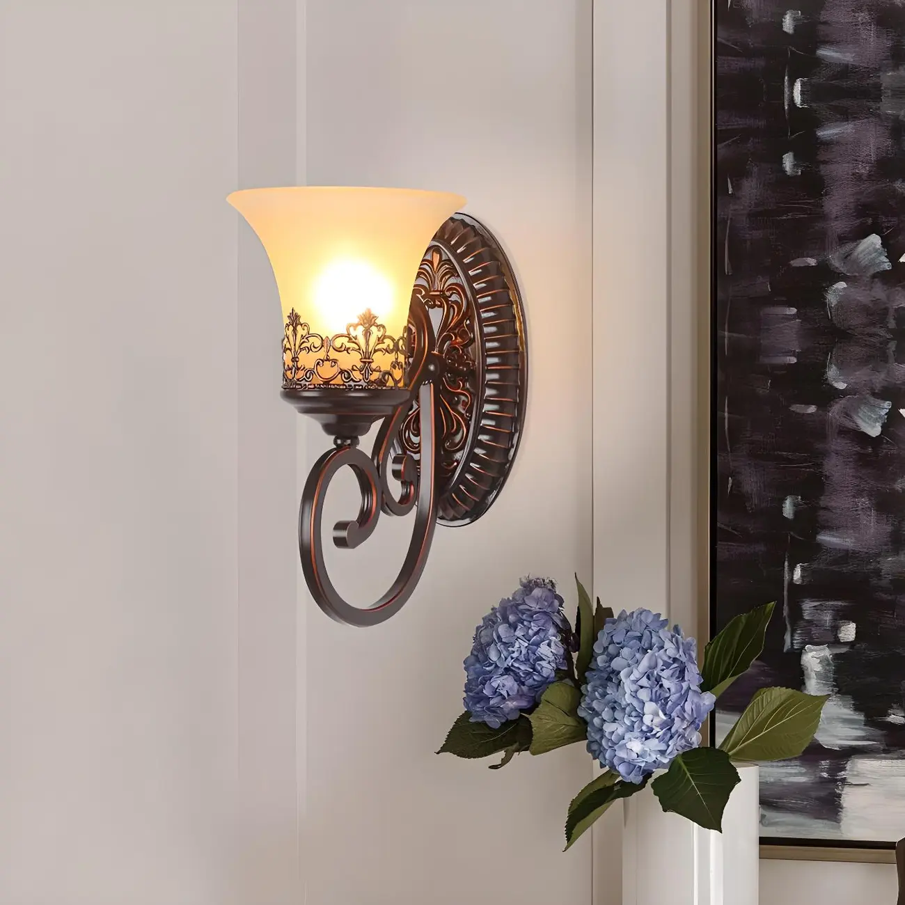 Vintage Bronze LED Wall Sconce with Frosted Glass Shade | homeyfad