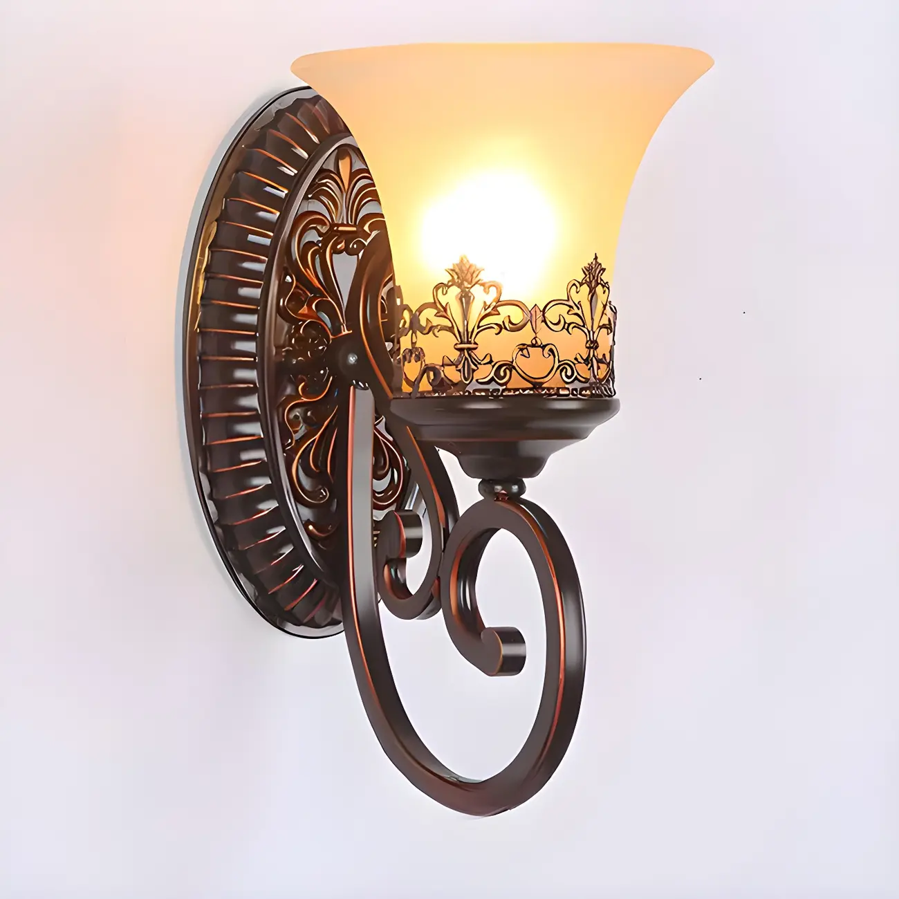 Vintage Bronze LED Wall Sconce with Frosted Glass Shade | homeyfad