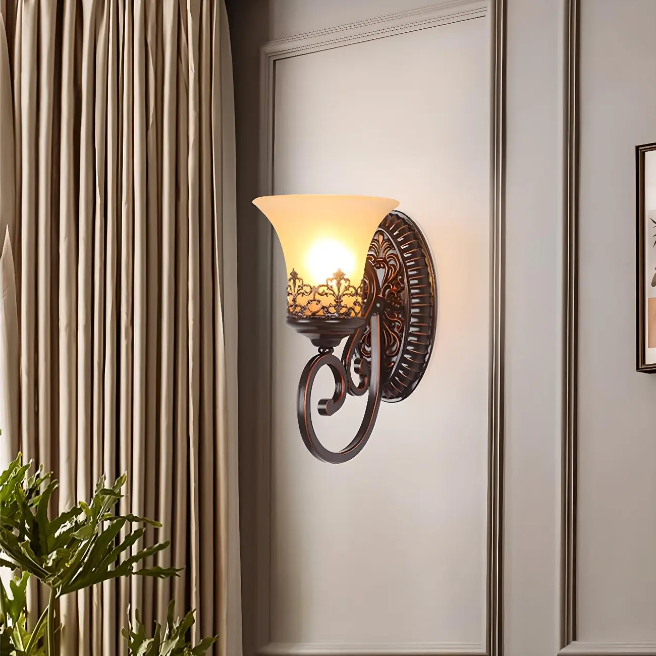 Vintage Bronze LED Wall Sconce with Frosted Glass Shade | homeyfad