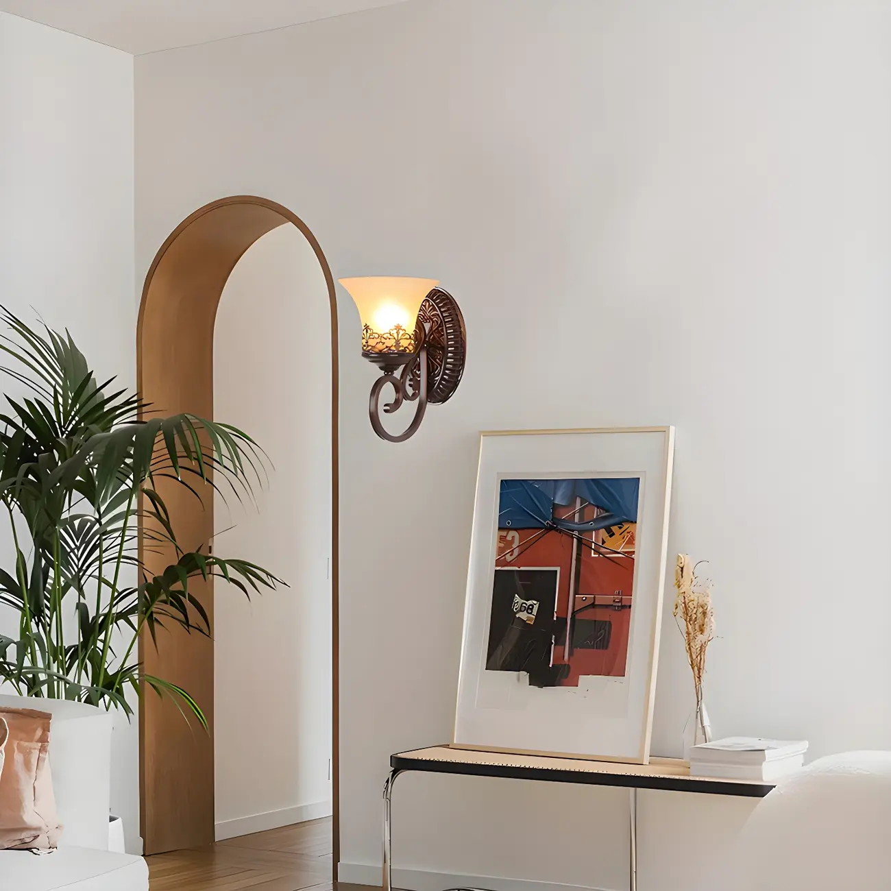 Vintage Bronze LED Wall Sconce with Frosted Glass Shade | homeyfad