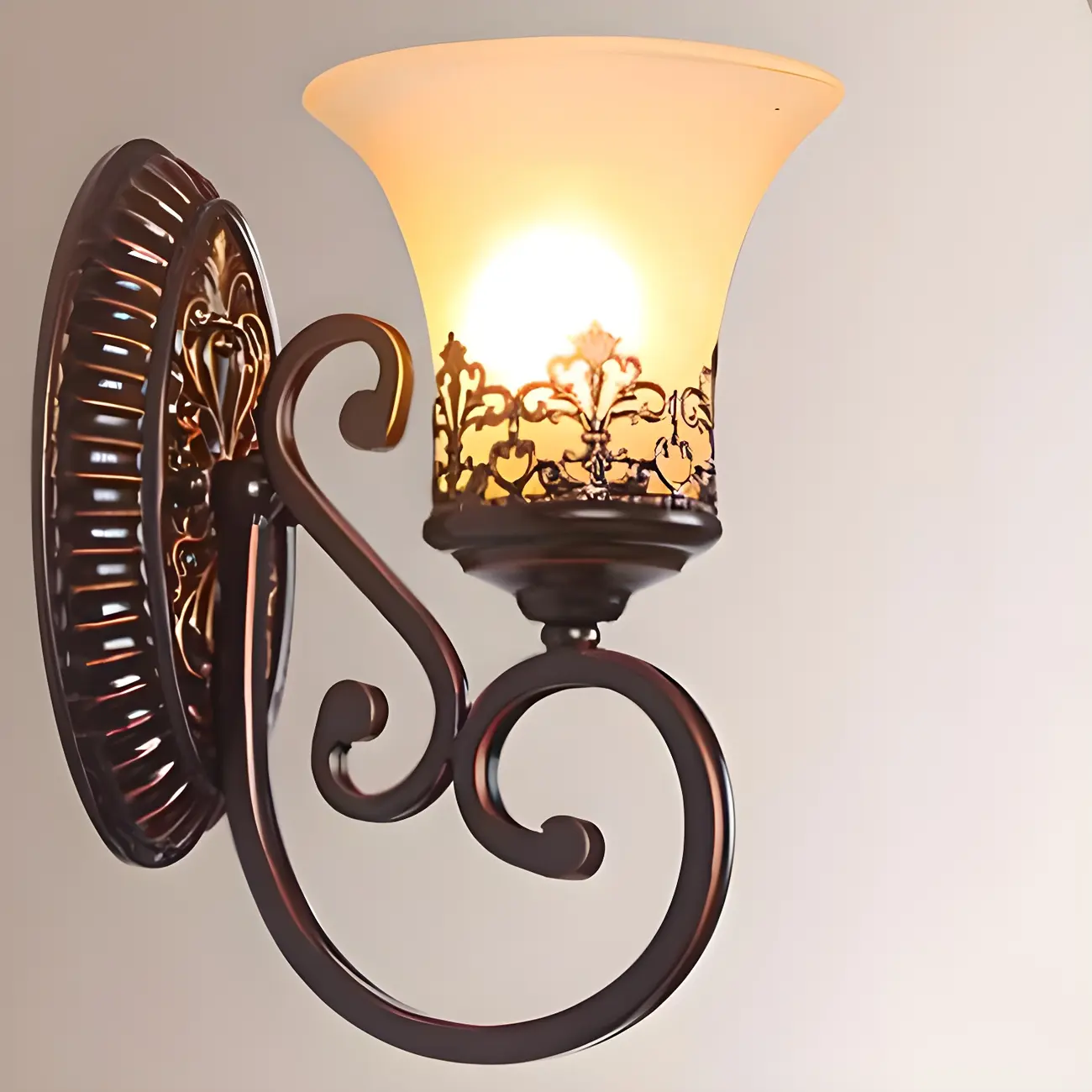 Vintage Bronze LED Wall Sconce with Frosted Glass Shade | homeyfad