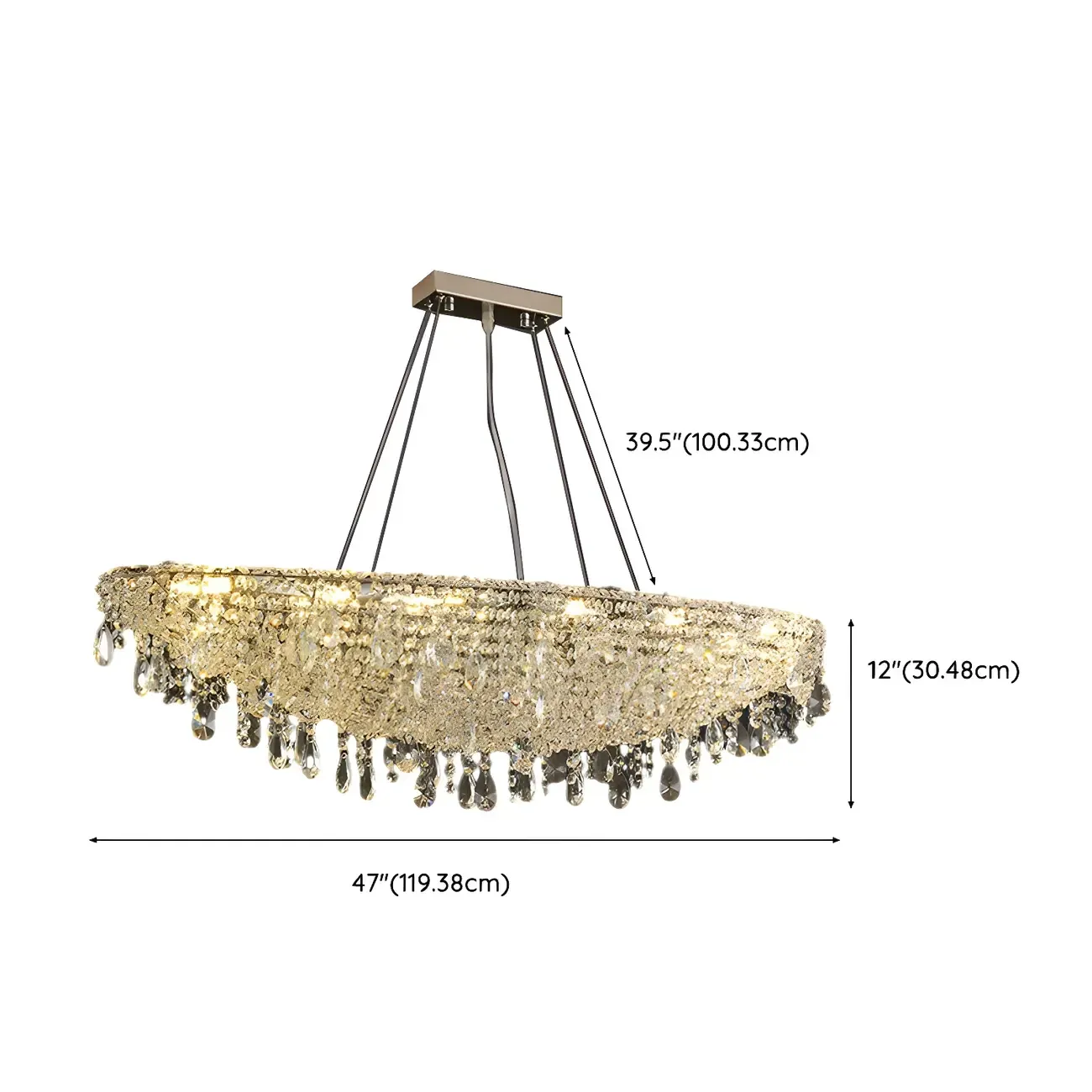 Luxury Crystal 16-Light Island Pendant Light for Kitchen #size