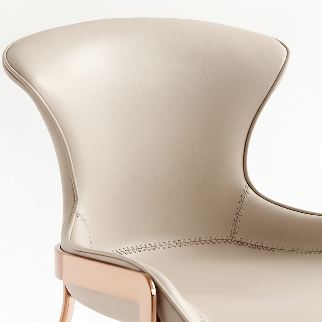 Glam Wingback Saddle Leather Dining Chairs Metal Legs Image - 3 | homeyfad