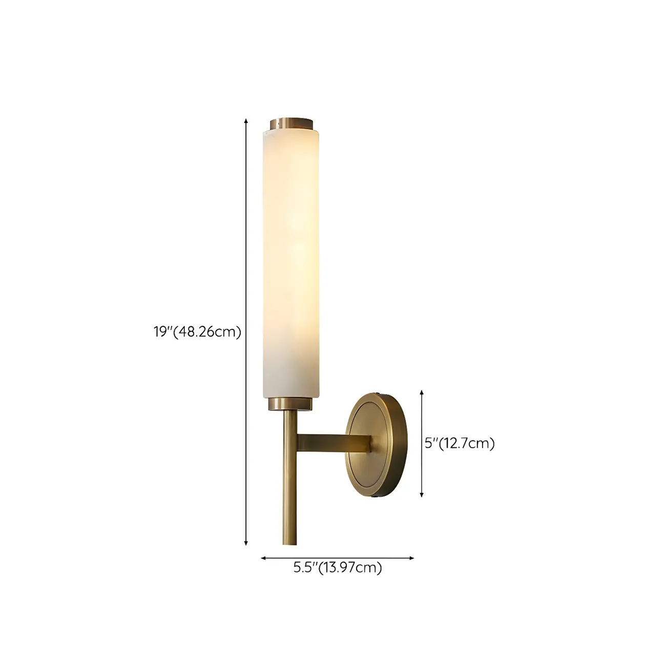 Modern Gold Cylinder Stone Wall Sconce led Light for Bedroom #size