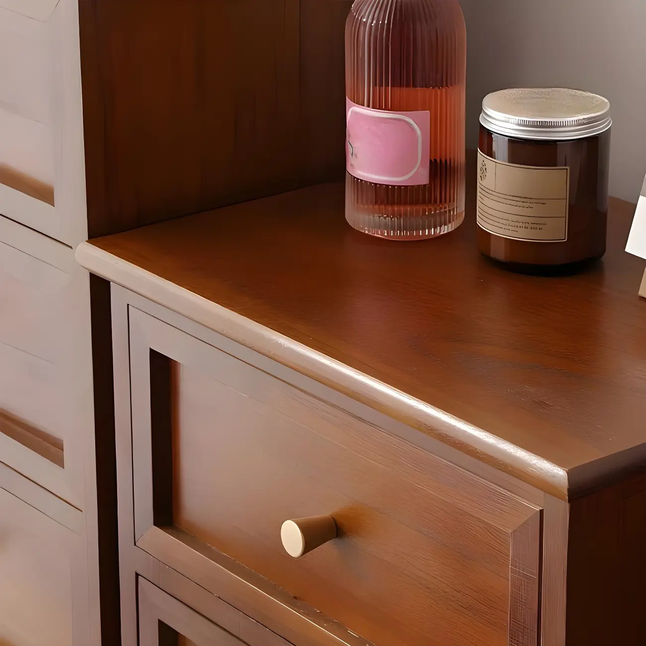 Retro Lacquered Rectangular Wooden Drawers Storage Chest Image - 16 | homeyfad