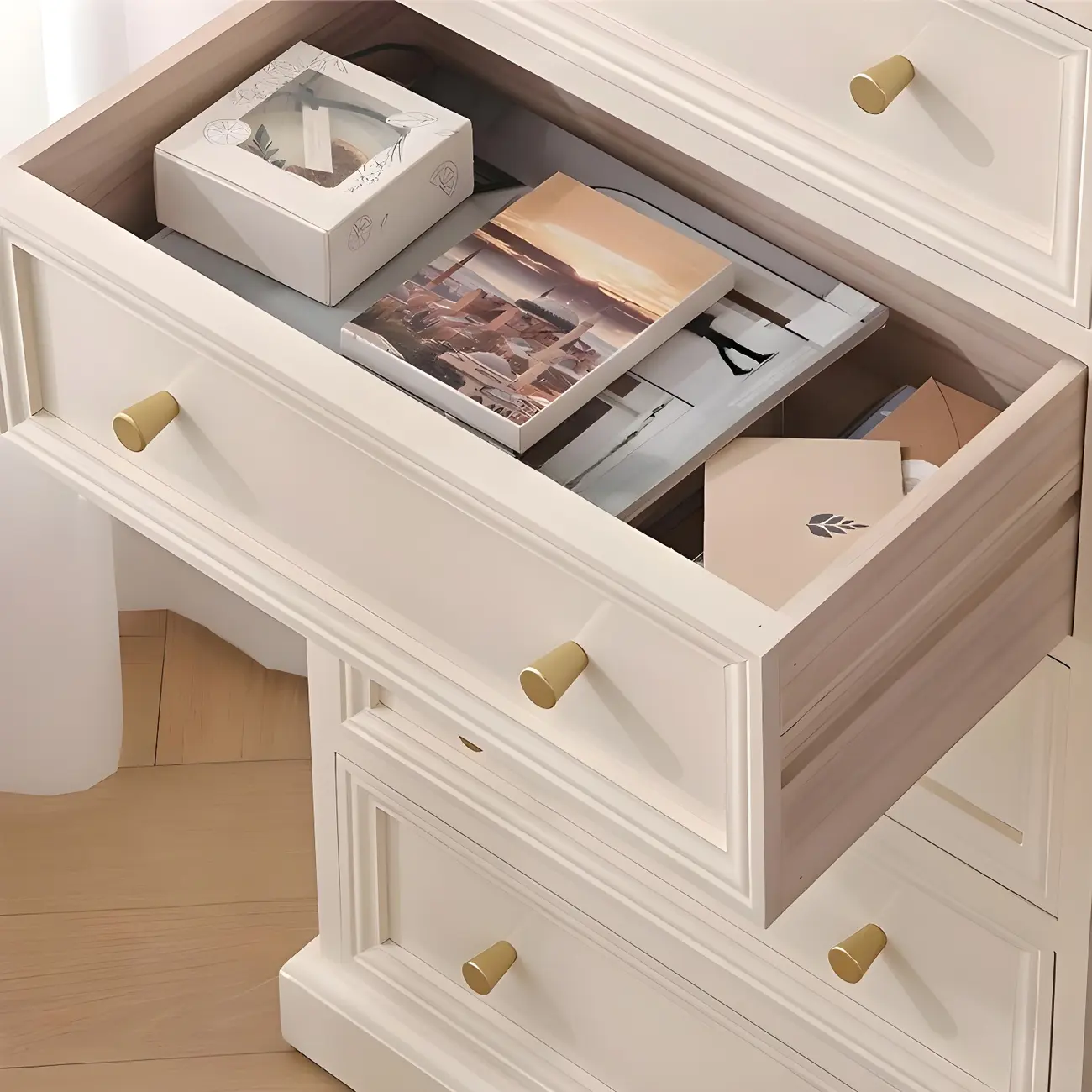 Retro Lacquered Rectangular Wooden Drawers Storage Chest Image - 22 | homeyfad