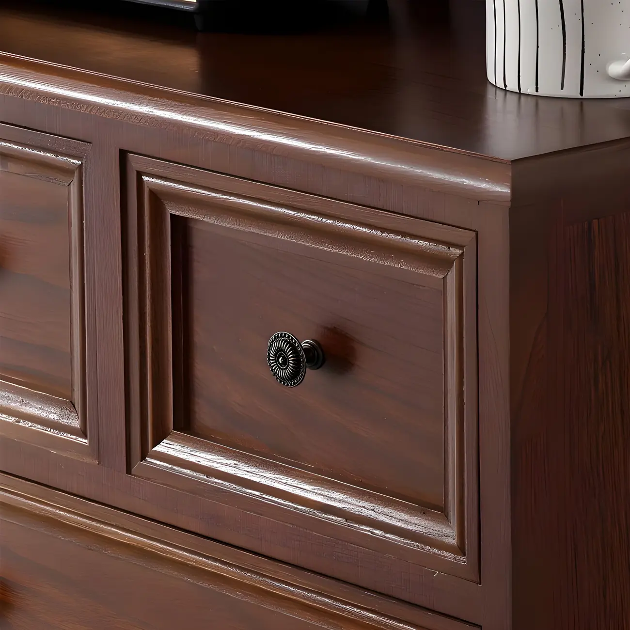 Retro Lacquered Rectangular Wooden Drawers Storage Chest Image - 23 | homeyfad