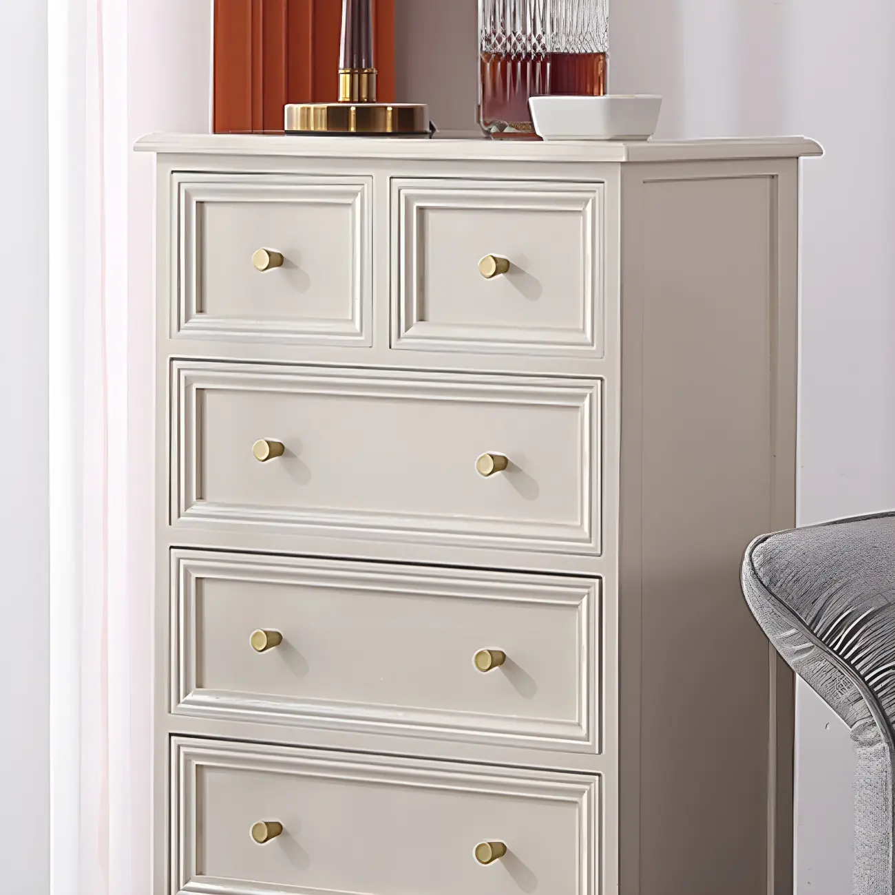 Retro Lacquered Rectangular Wooden Drawers Storage Chest Image - 25 | homeyfad