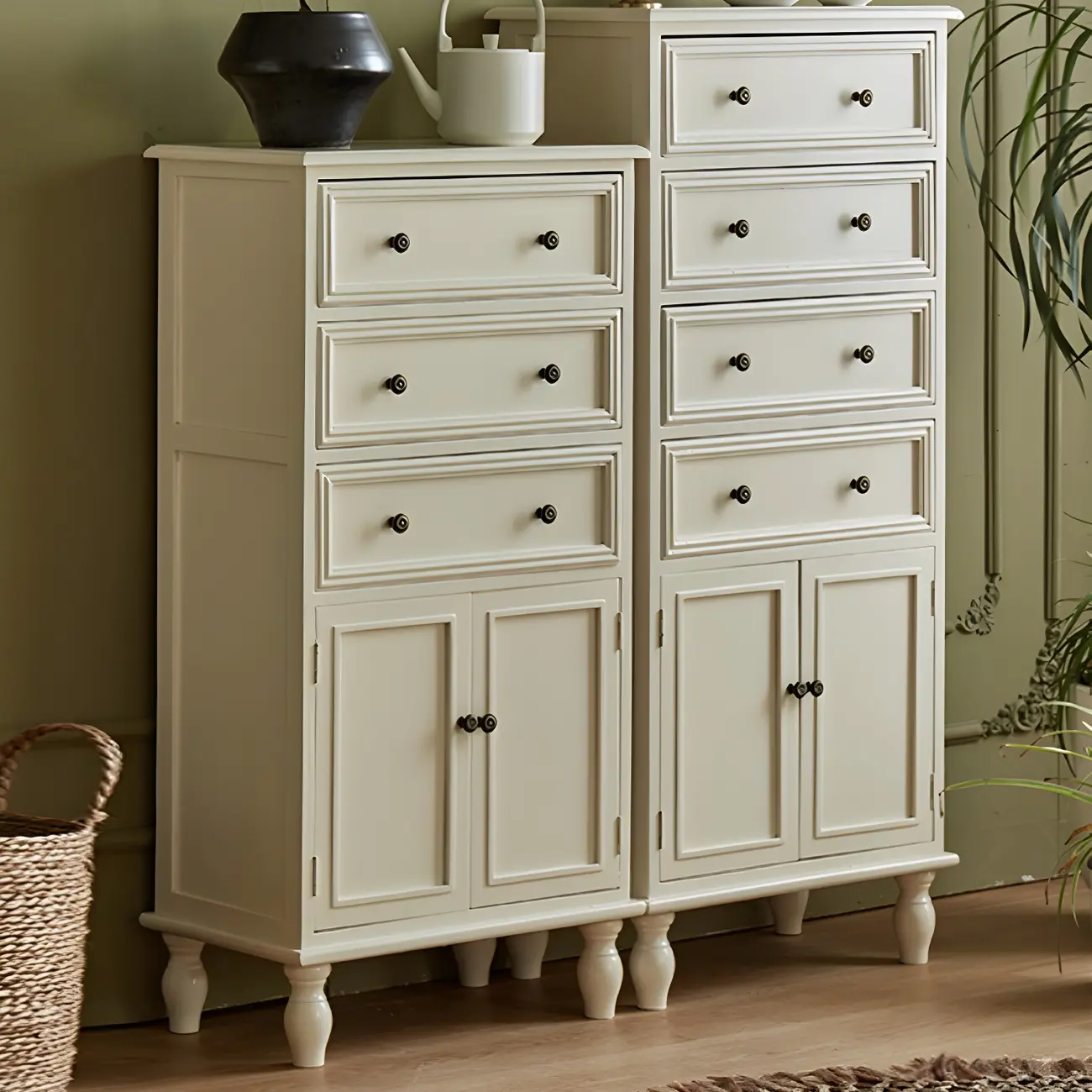 Retro Lacquered Rectangular Wooden Drawers Storage Chest Image - 29 | homeyfad