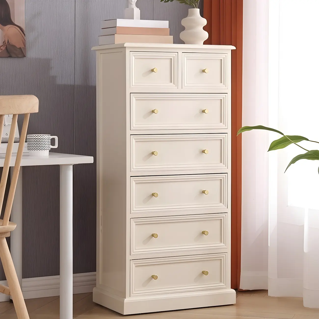 Retro Lacquered Rectangular Wooden Drawers Storage Chest Image - 33 | homeyfad