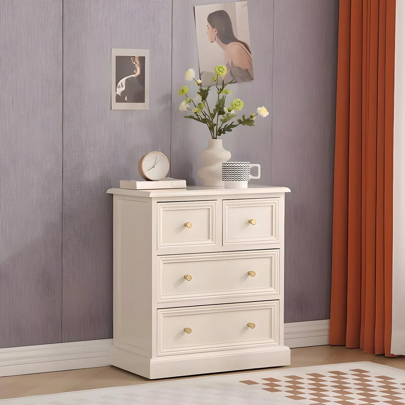 Retro Lacquered Rectangular Wooden Drawers Storage Chest Image - 34 | homeyfad