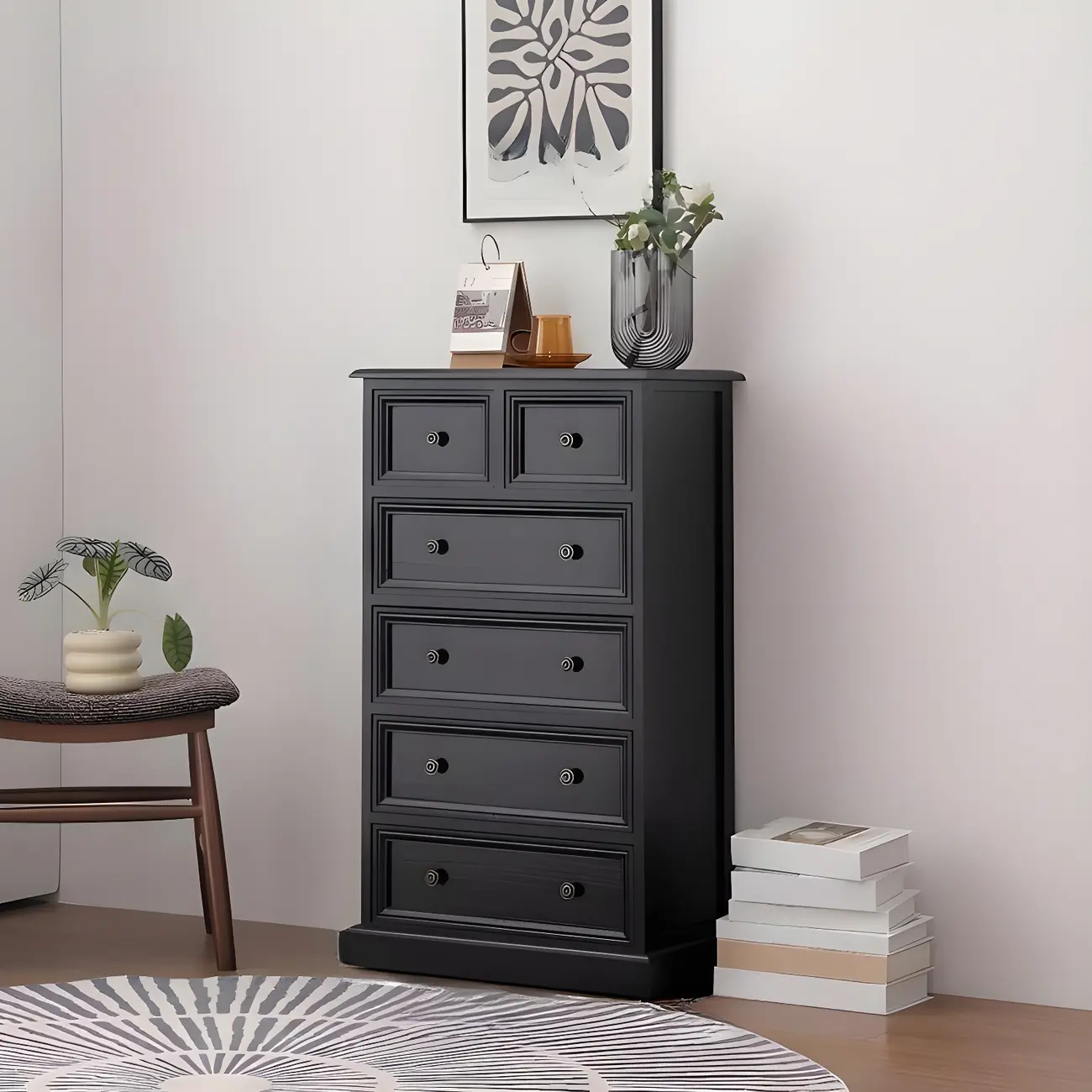 Retro Lacquered Rectangular Wooden Drawers Storage Chest Image - 37 | homeyfad