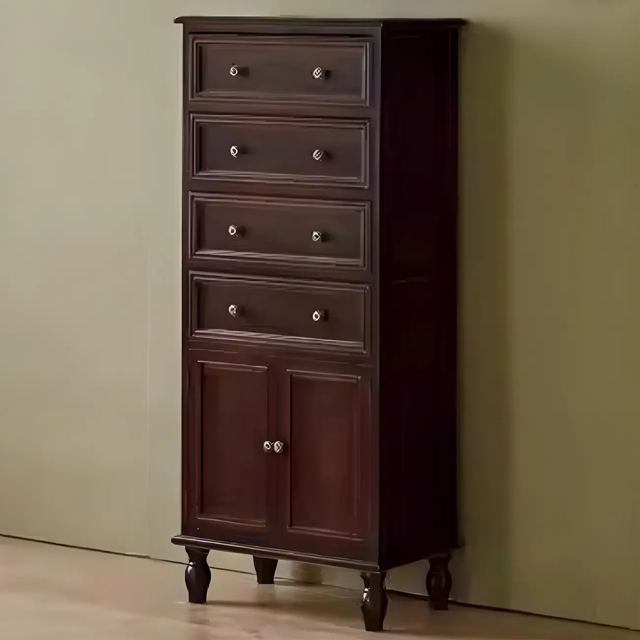 Retro Lacquered Rectangular Wooden Drawers Storage Chest Image - 39 | homeyfad