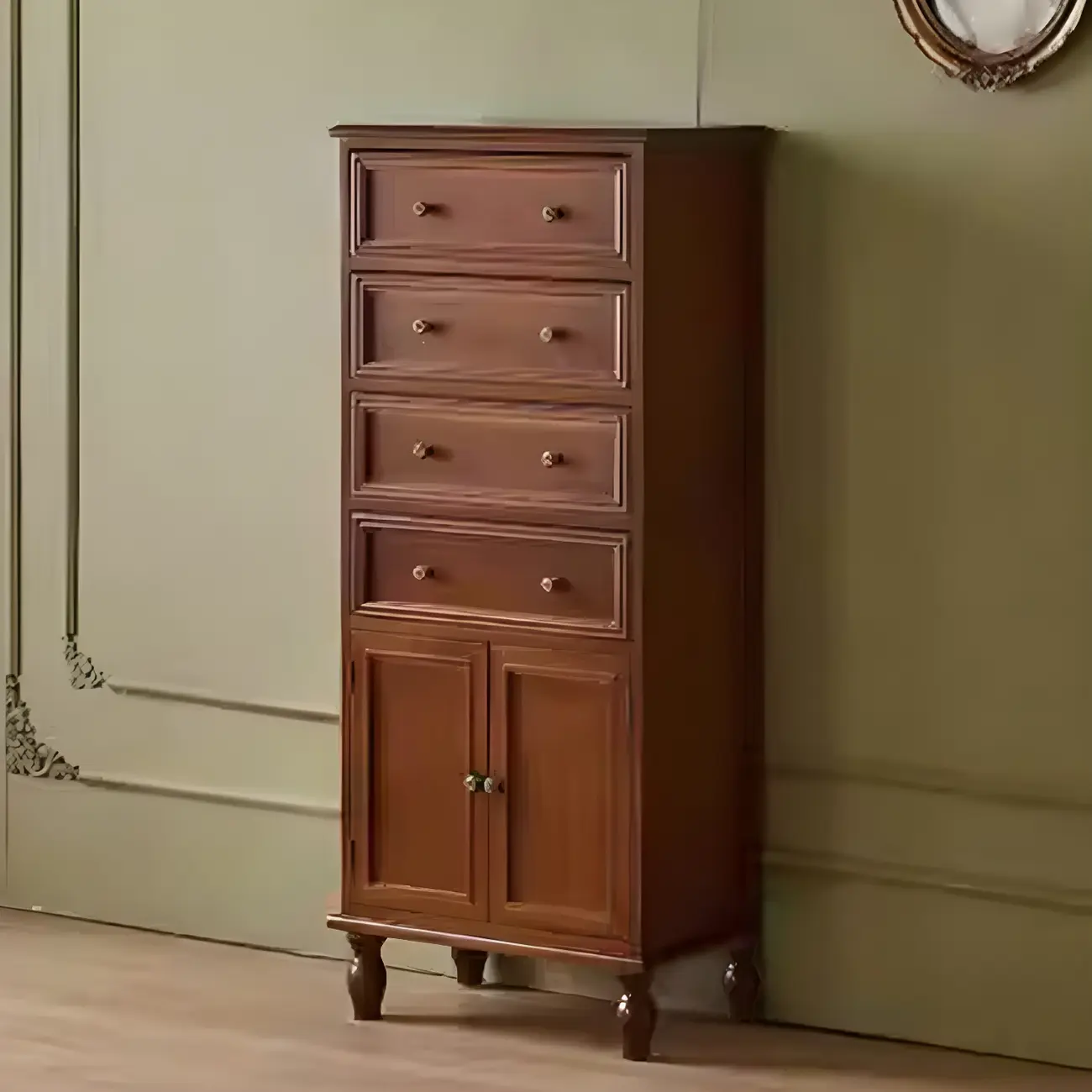 Retro Lacquered Rectangular Wooden Drawers Storage Chest Image - 42 | homeyfad