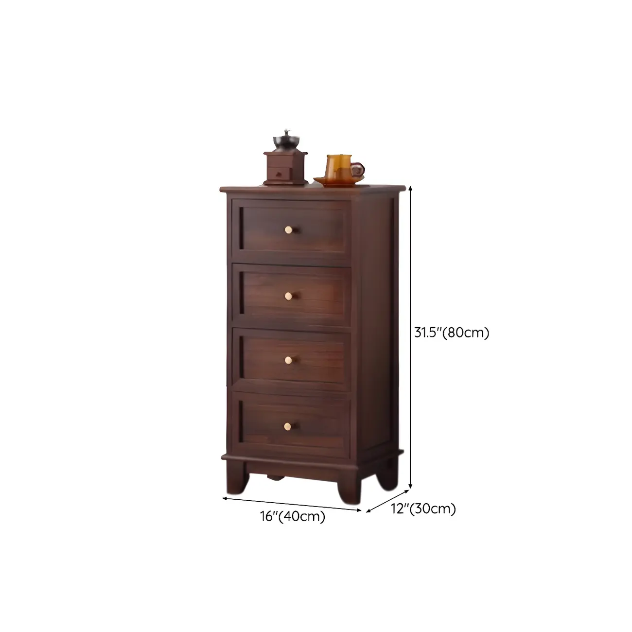 Retro Lacquered Rectangular Wooden Drawers Storage Chest #size | homeyfad