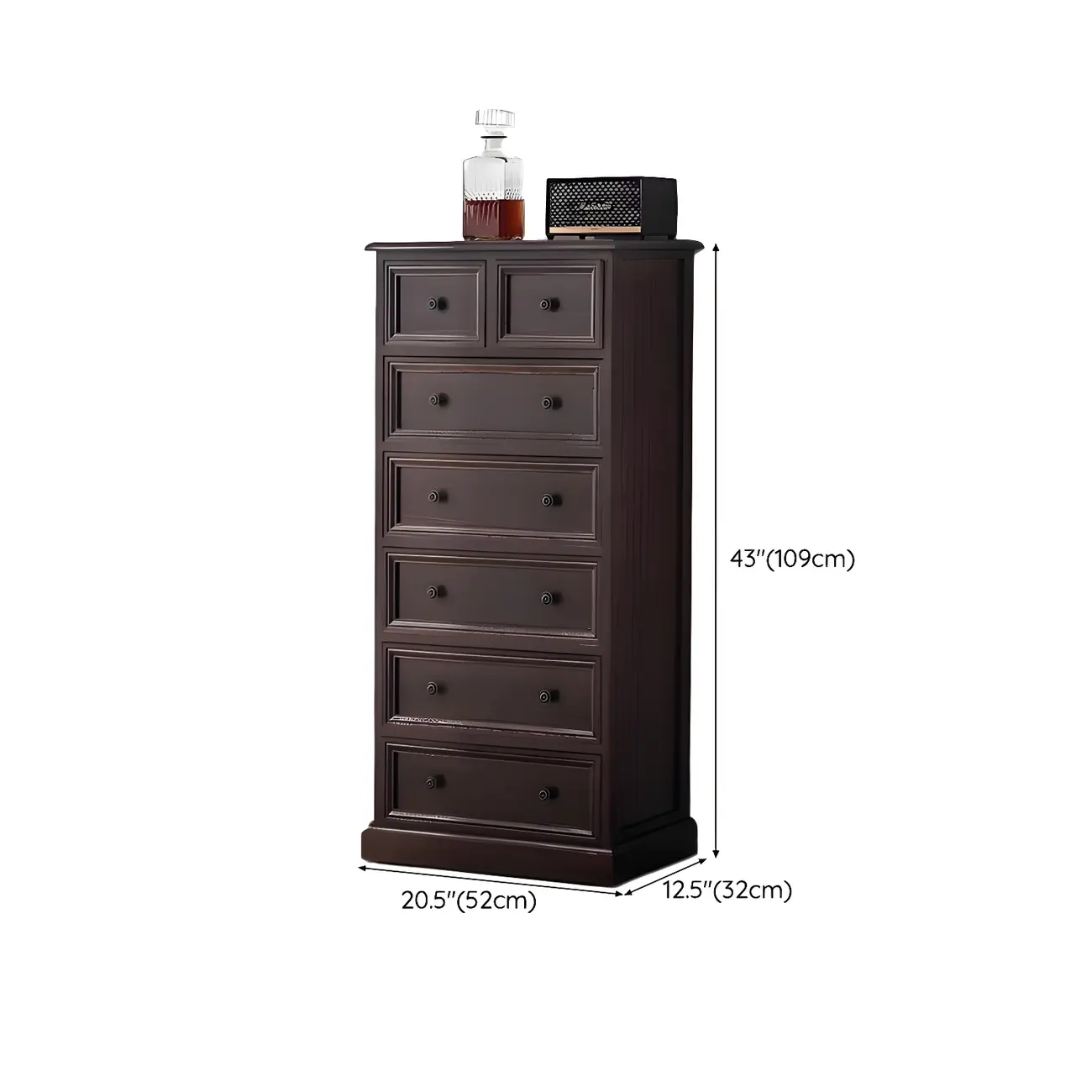 Retro Lacquered Rectangular Wooden Drawers Storage Chest Image - 51 | homeyfad