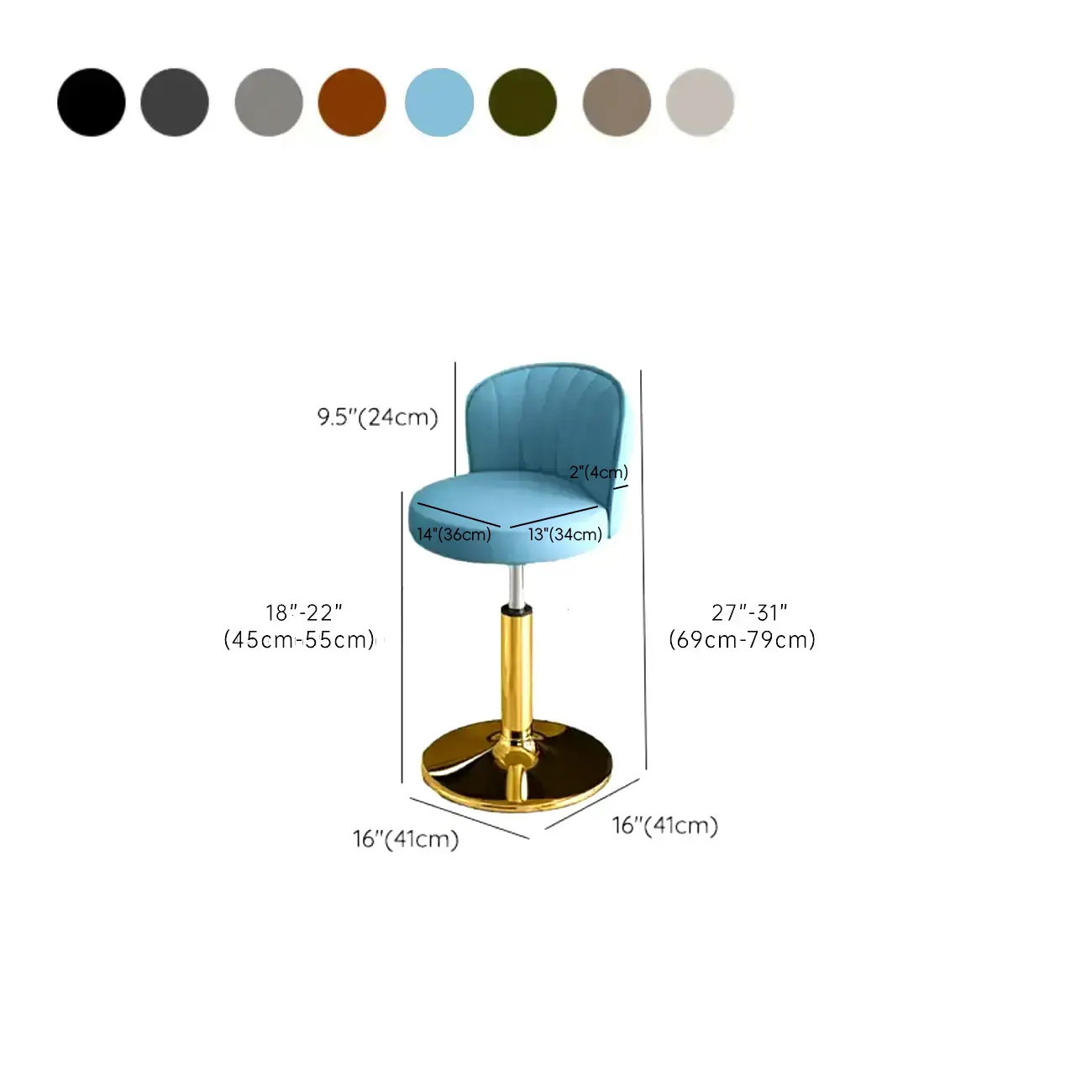 Modern Leather Adjustable Swivel Bar Stools with Back #size | homeyfad