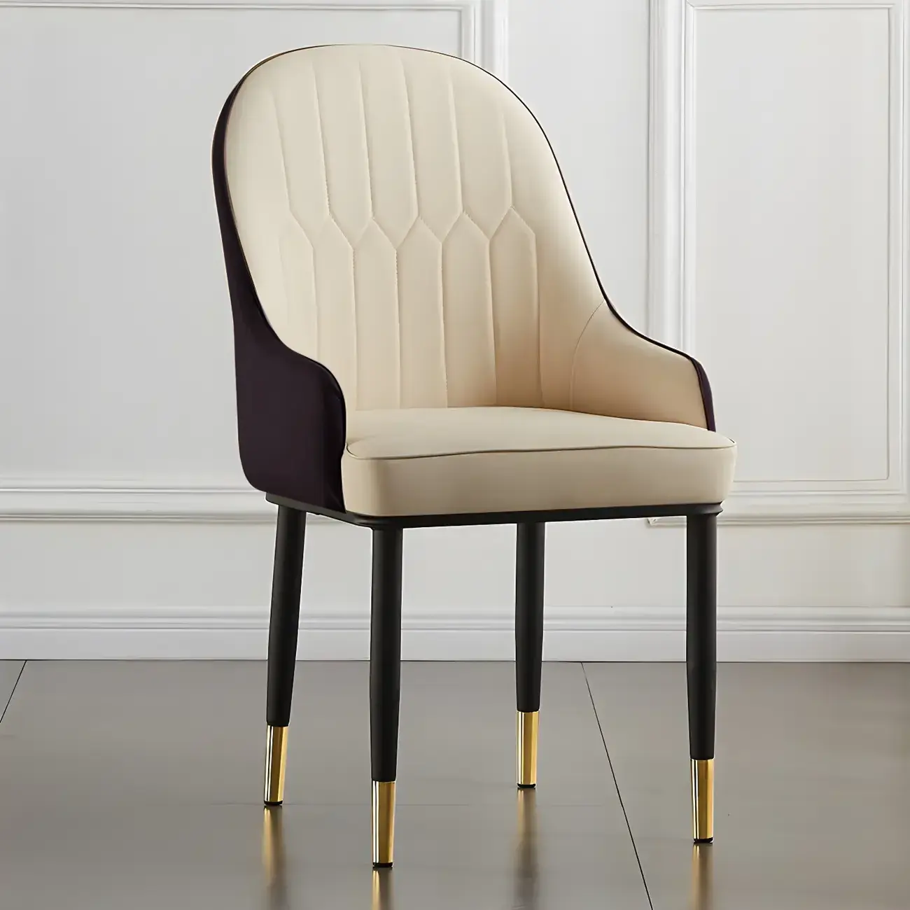 Contemporary Leather Armrest Dining Chair Curved Back Image - 37 | homeyfad