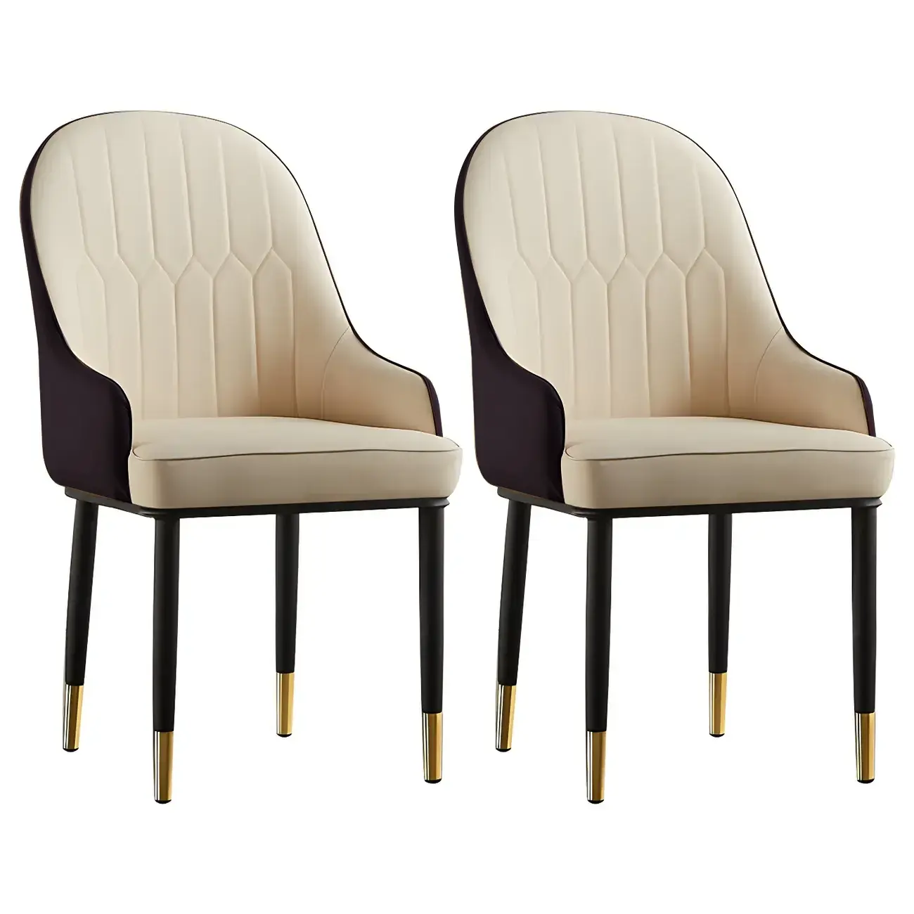 Contemporary Leather Armrest Dining Chair Curved Back Image - 38 | homeyfad