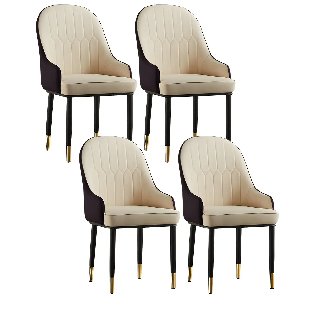 Contemporary Leather Armrest Dining Chair Curved Back Image - 39 | homeyfad