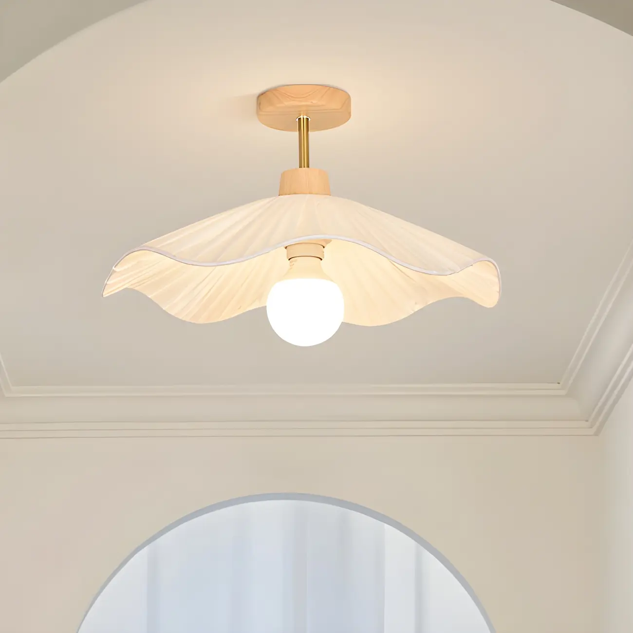 Modern Wood Semi Flush Ceiling Light for Residential Use Image - 2 | homeyfad
