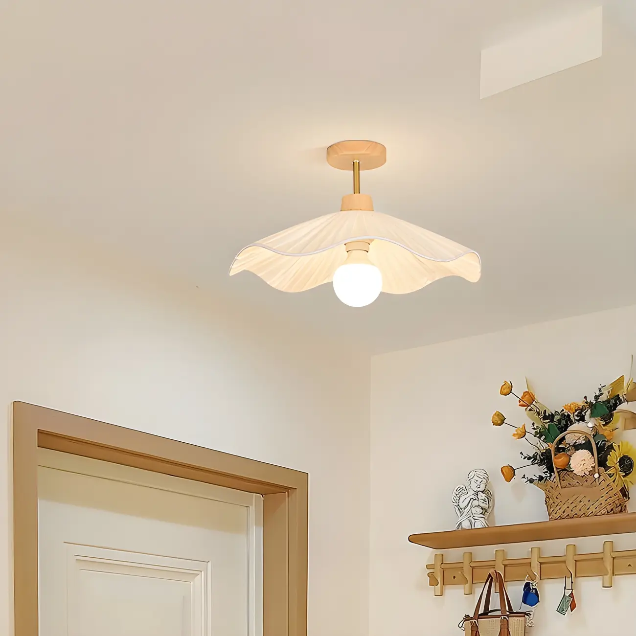 Modern Wood Semi Flush Ceiling Light for Residential Use Image - 1 | homeyfad