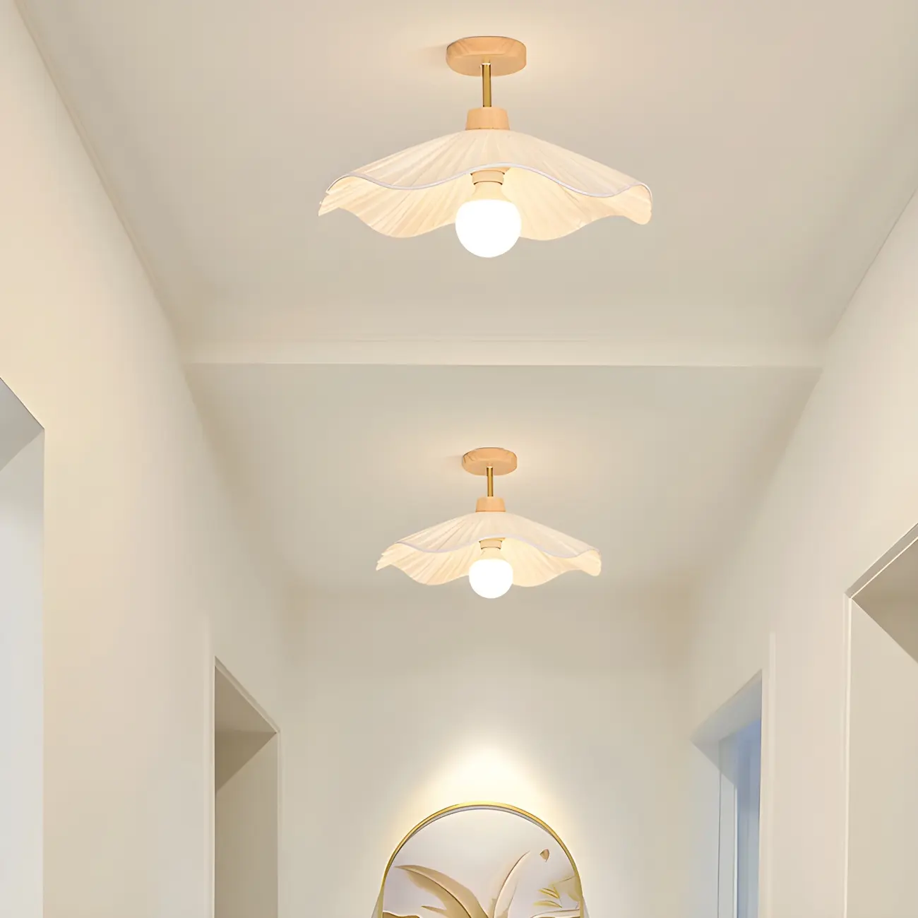 Modern Wood Semi Flush Ceiling Light for Residential Use Image - 3 | homeyfad