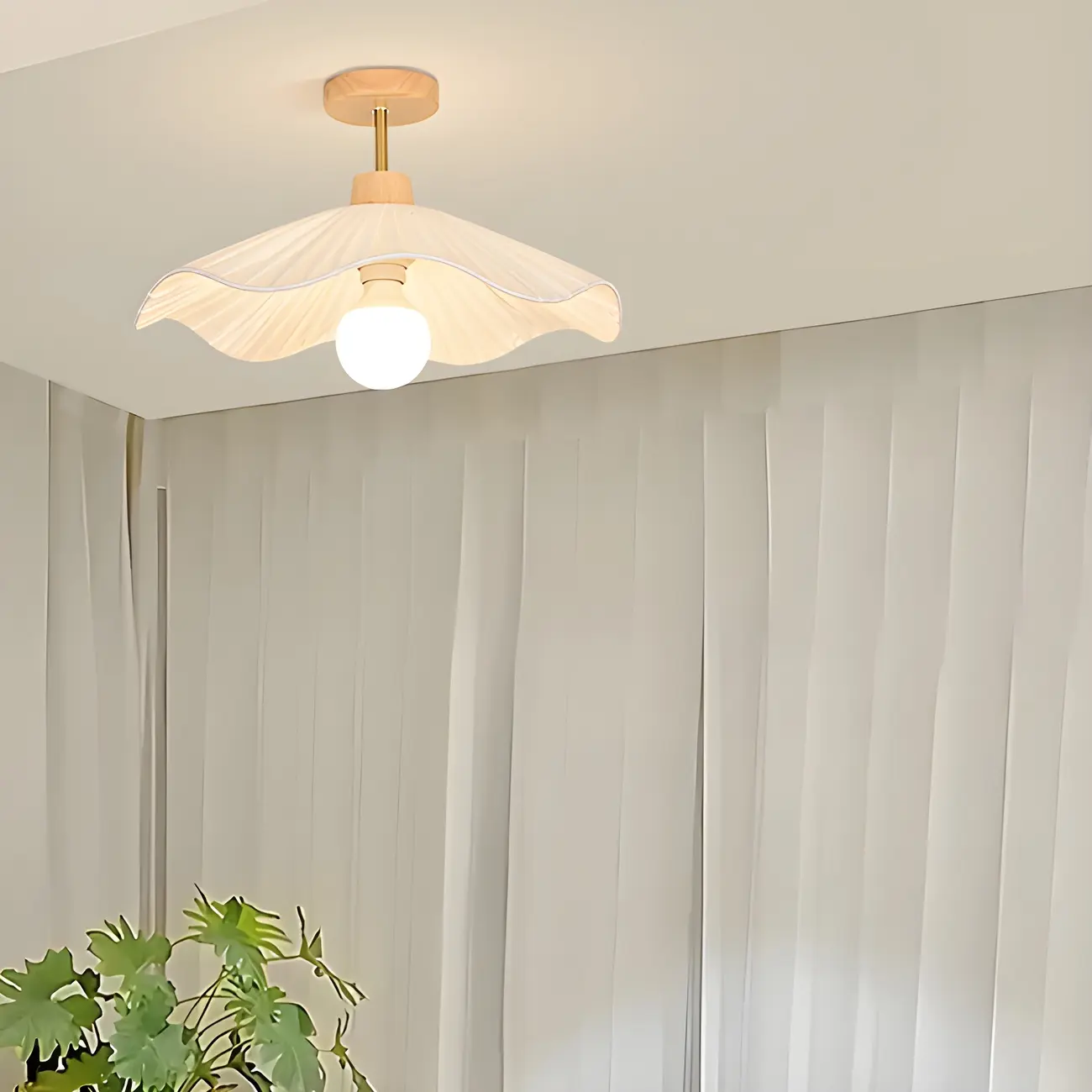 Modern Wood Semi Flush Ceiling Light for Residential Use Image - 4 | homeyfad