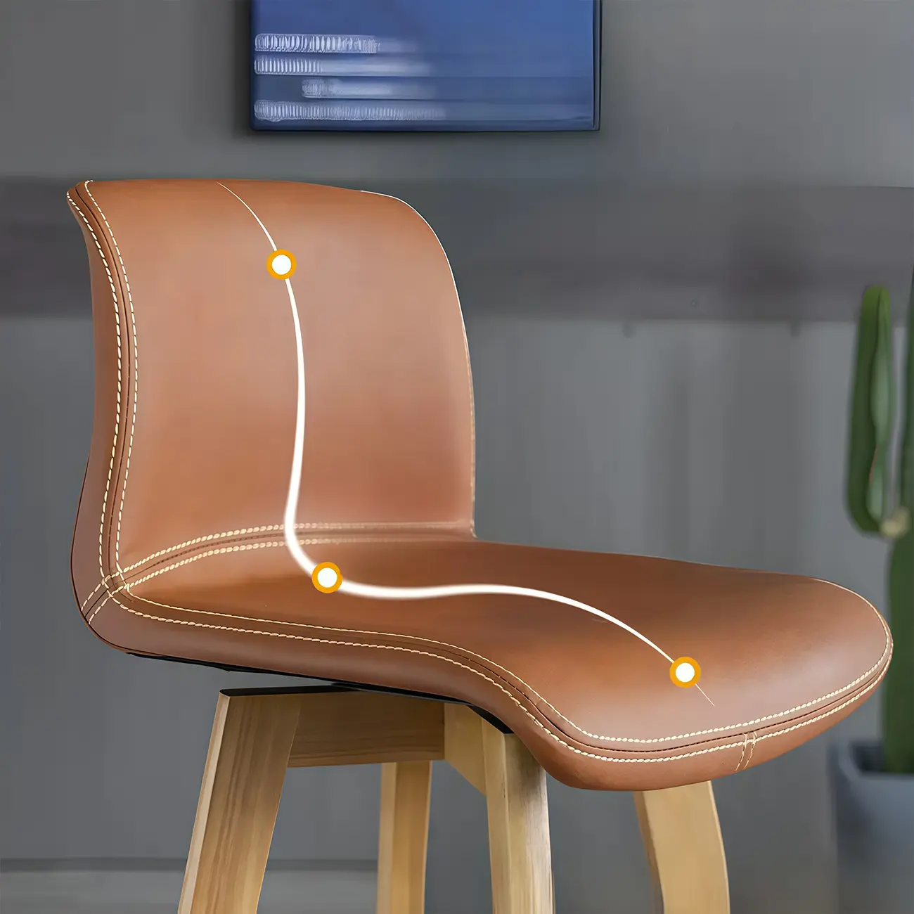 Saddle Leather Counter Height Low Back Swivel Bar Stools Image - 6 | homeyfad