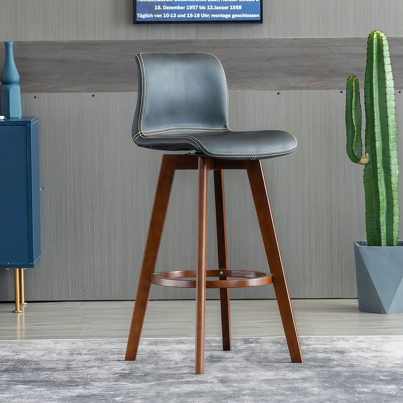 Saddle Leather Counter Height Low Back Swivel Bar Stools Image - 9 | homeyfad