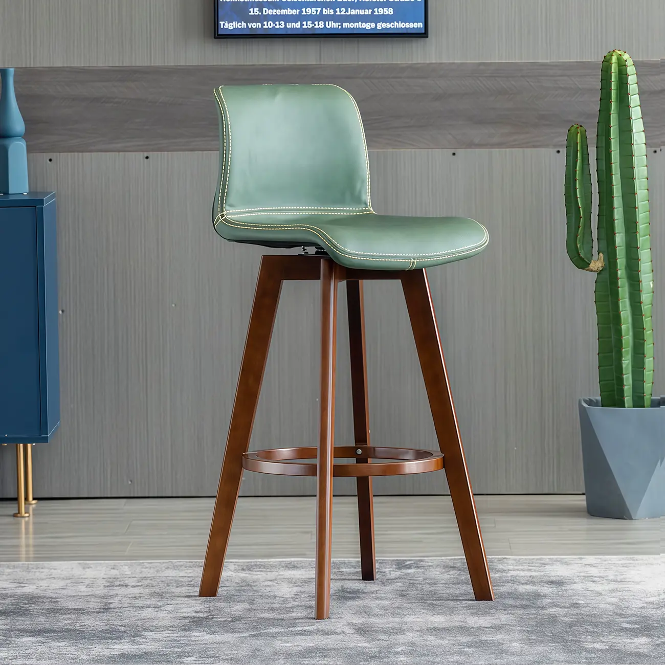 Saddle Leather Counter Height Low Back Swivel Bar Stools Image - 15 | homeyfad