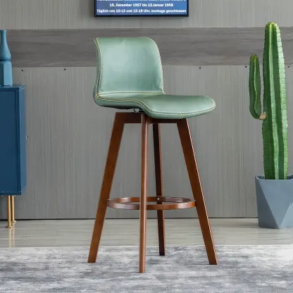 Saddle Leather Counter Height Low Back Swivel Bar Stools Image - 15