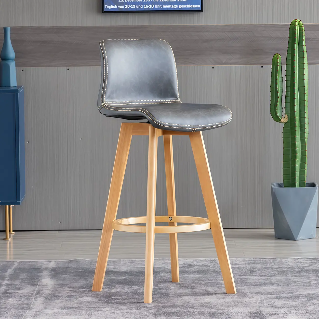 Saddle Leather Counter Height Low Back Swivel Bar Stools Image - 14 | homeyfad