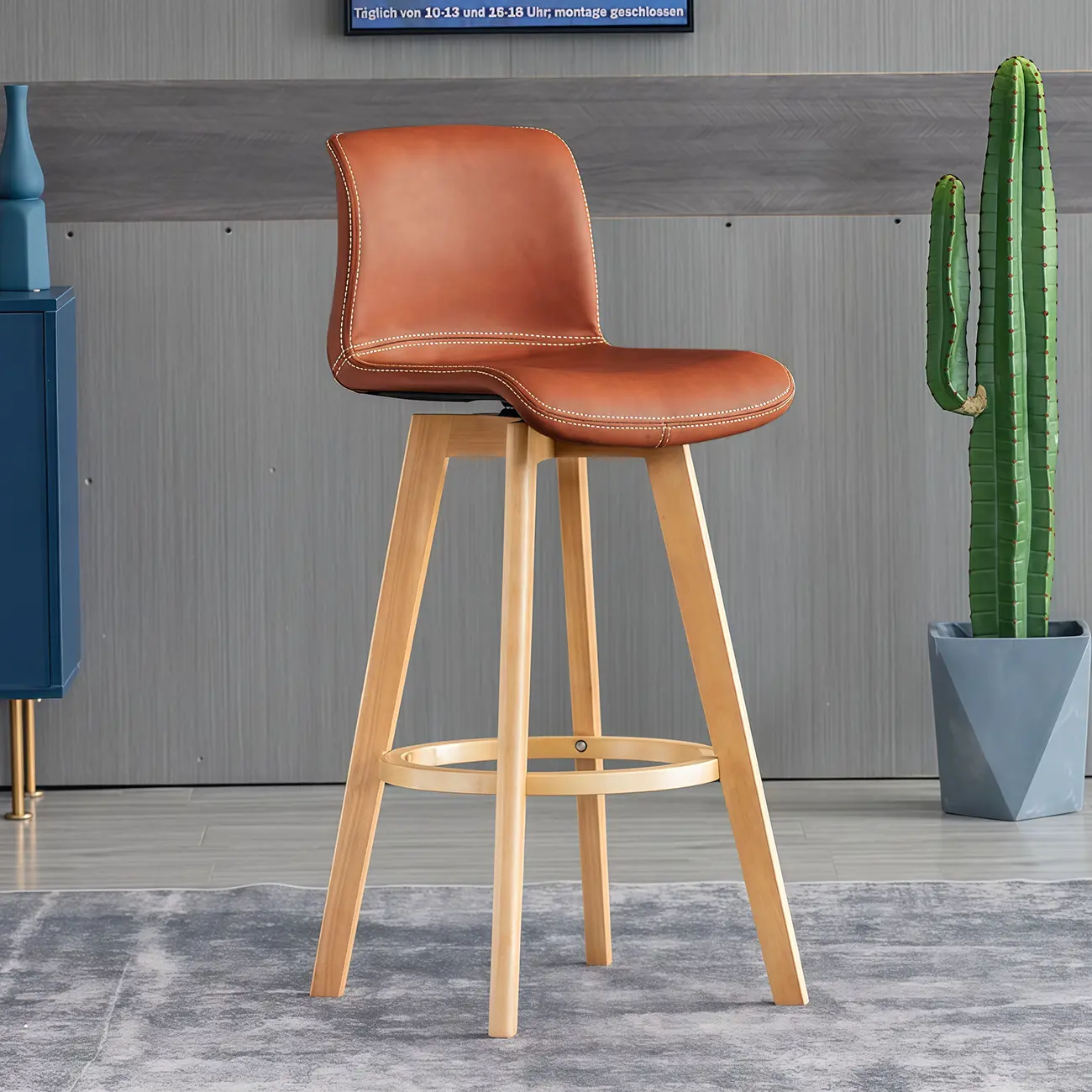 Saddle Leather Counter Height Low Back Swivel Bar Stools Image - 20 | homeyfad