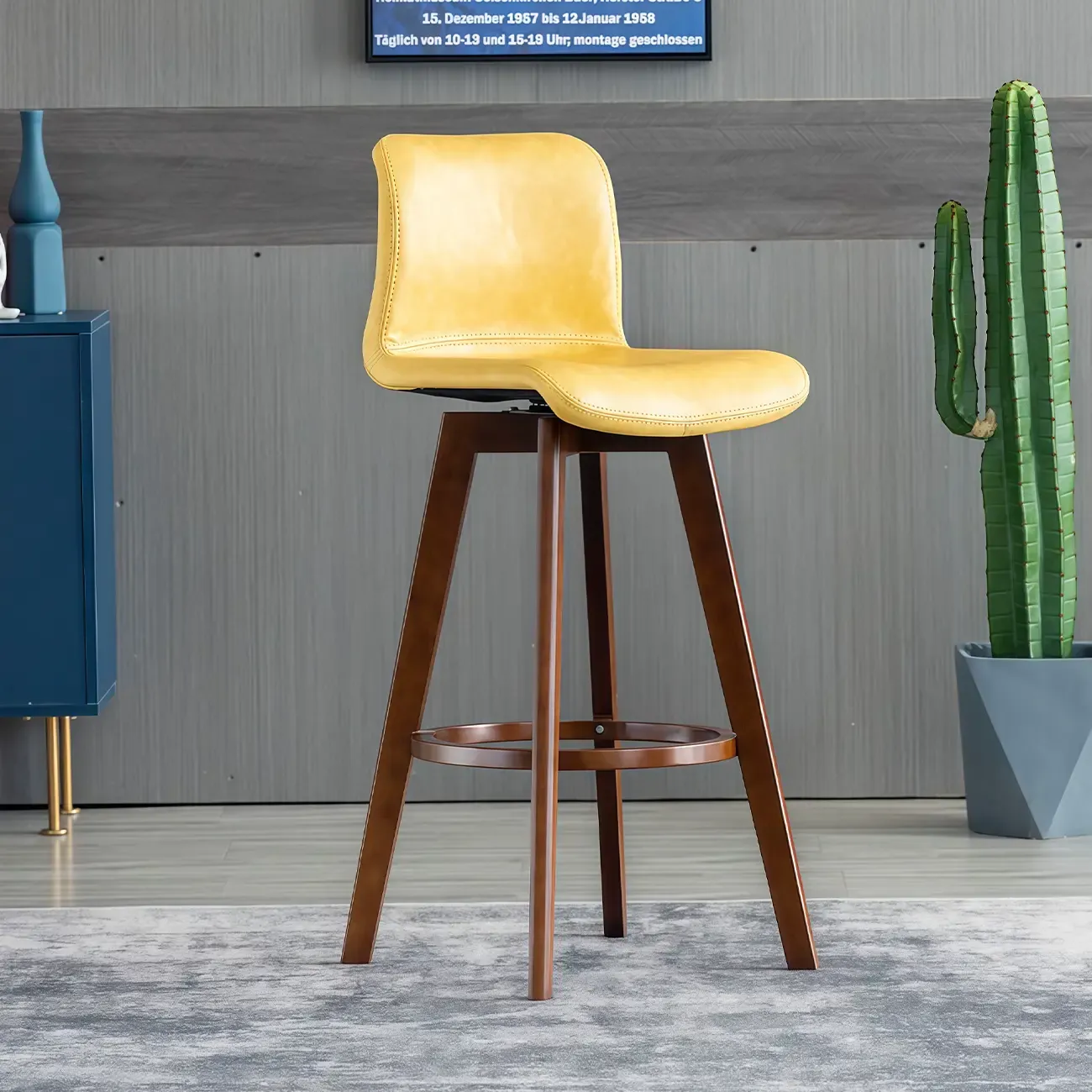 Saddle Leather Counter Height Low Back Swivel Bar Stools Image - 21