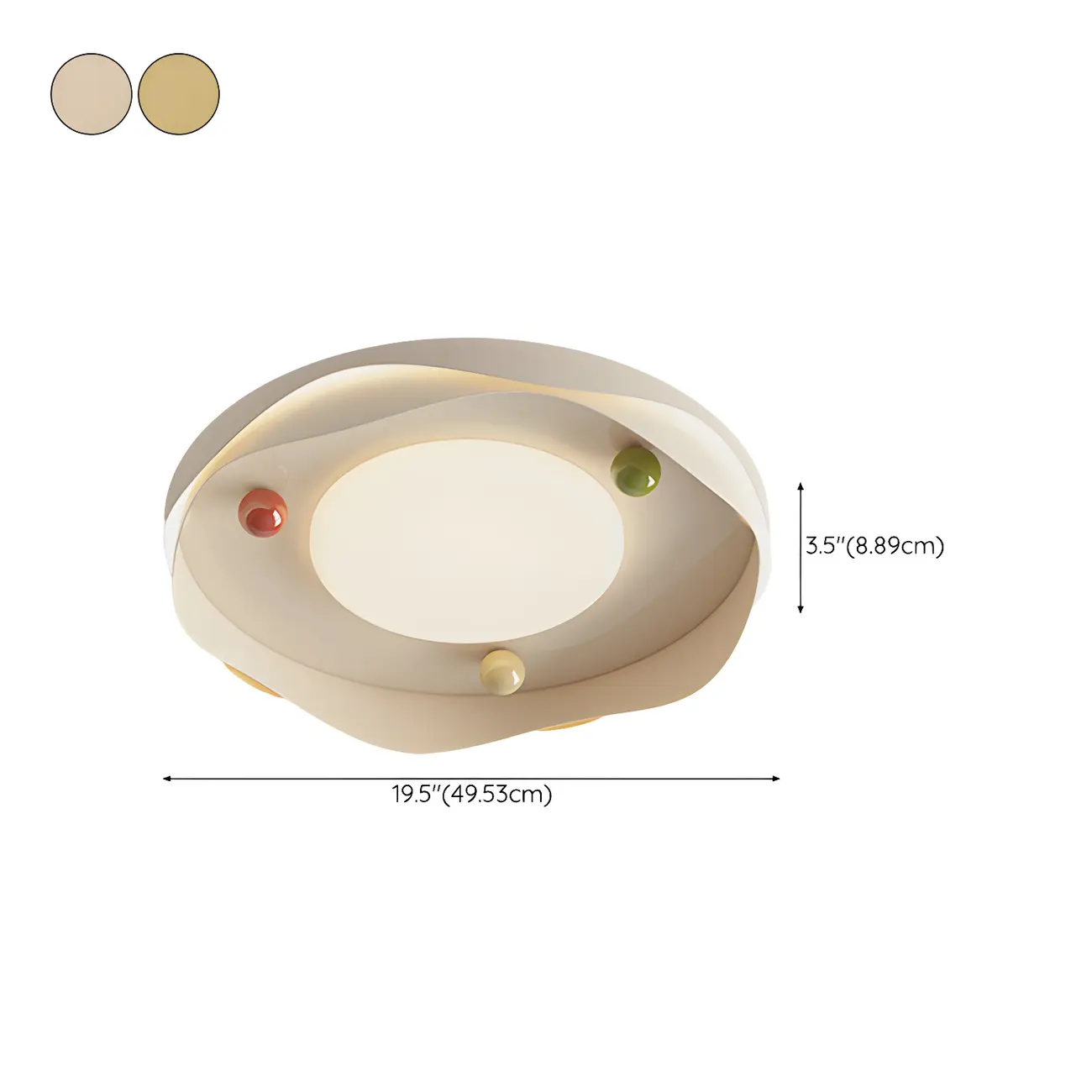 White Round Chic LED Dimmable Flush Mount Ceiling Light #size