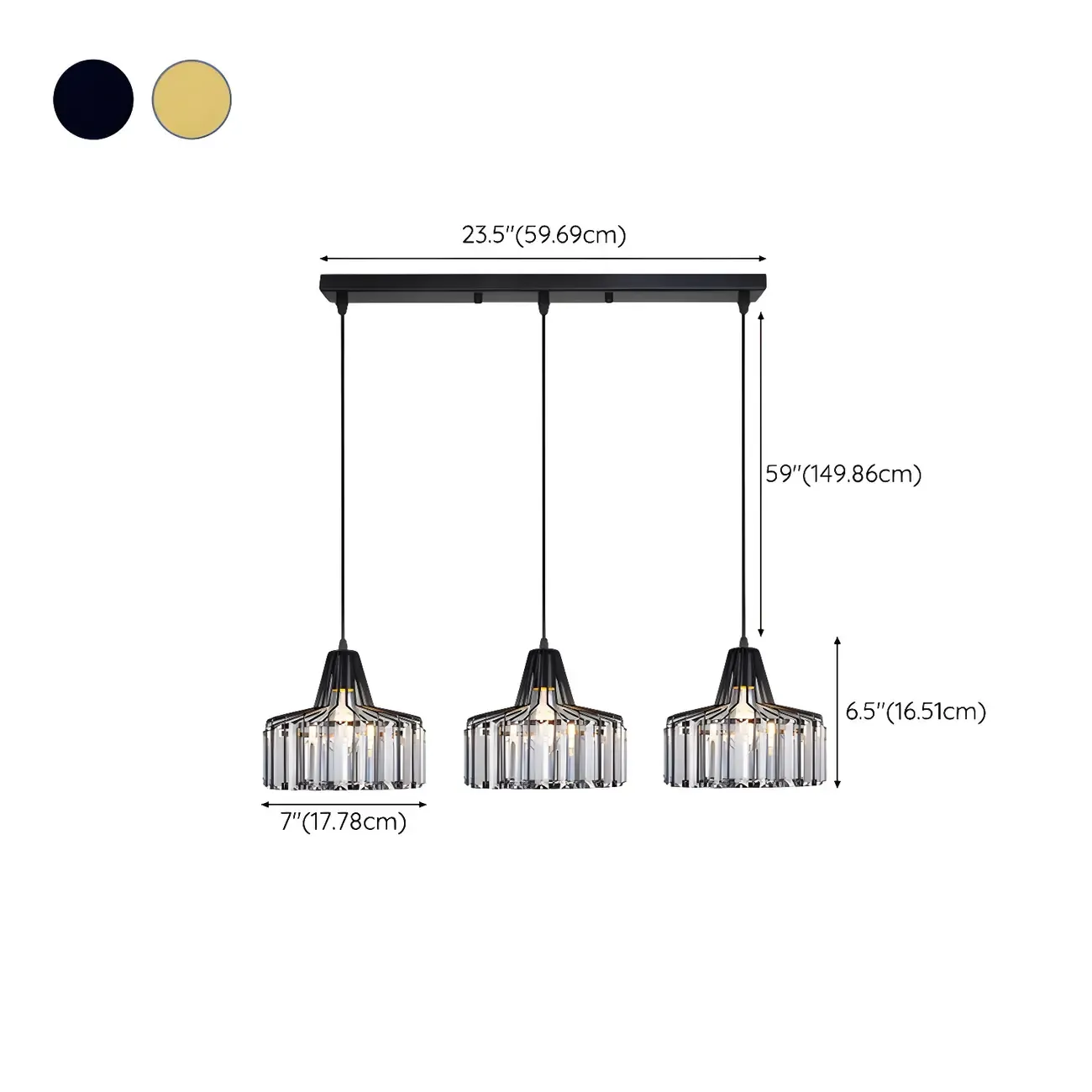 Contemporary Crystal Pendant Light for Kitchen Island #size