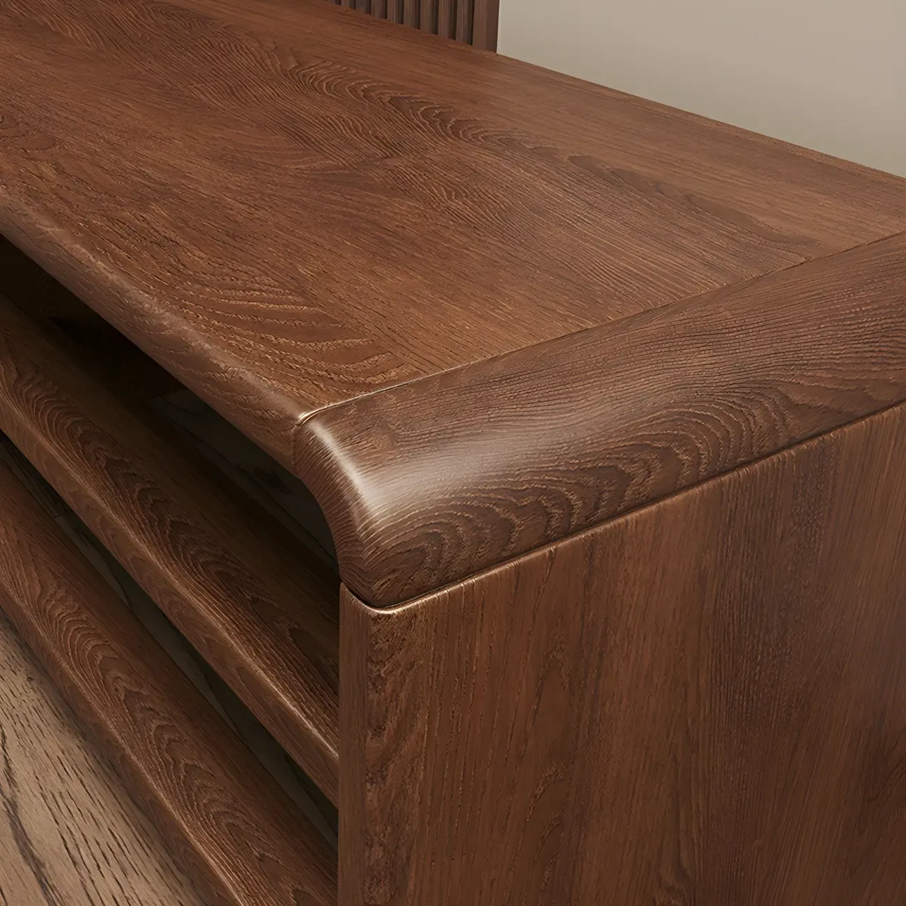 Entryway Brown Solid Wood 3-Tier Shoe Rack Bench Image - 11