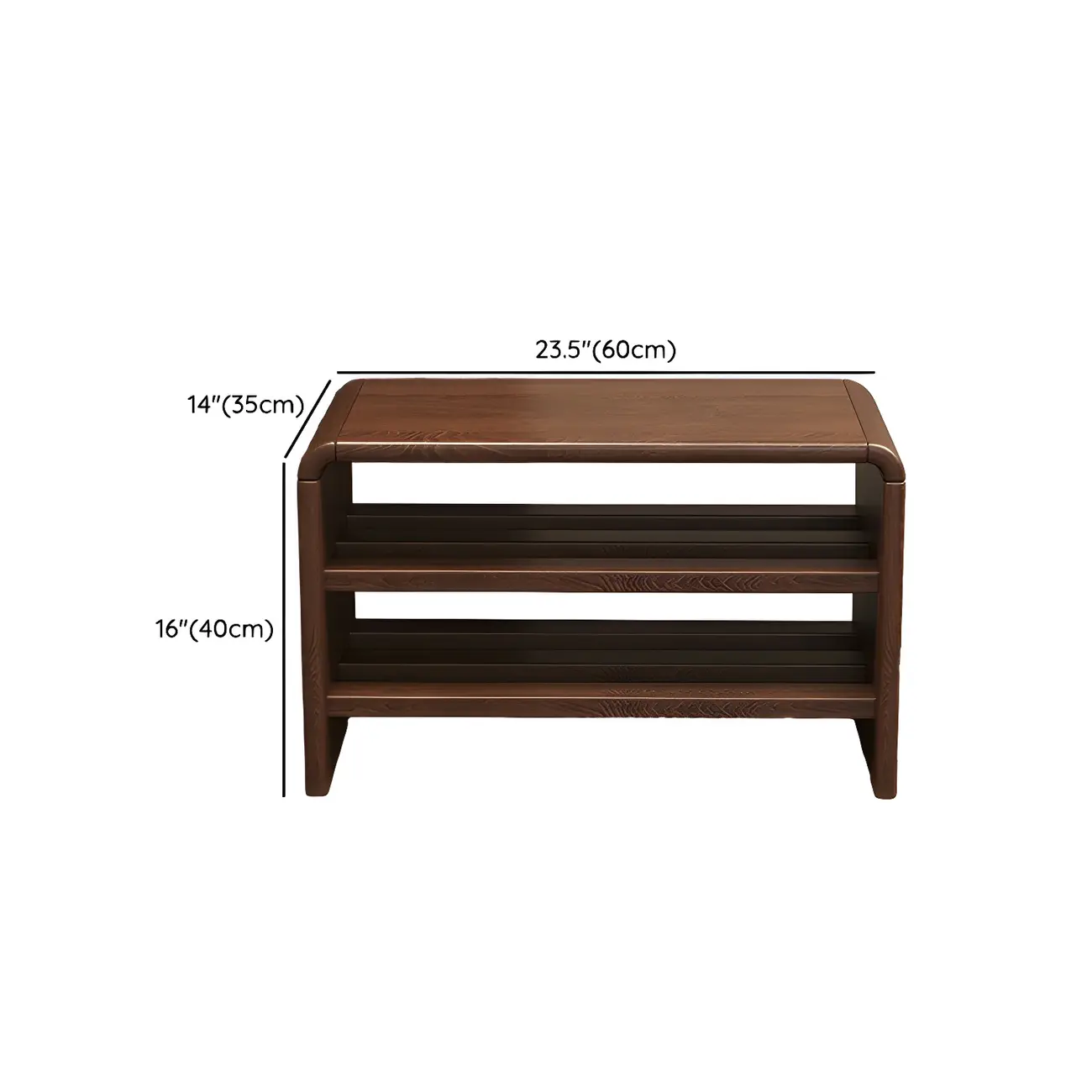 Entryway Brown Solid Wood 3-Tier Shoe Rack Bench #size | homeyfad